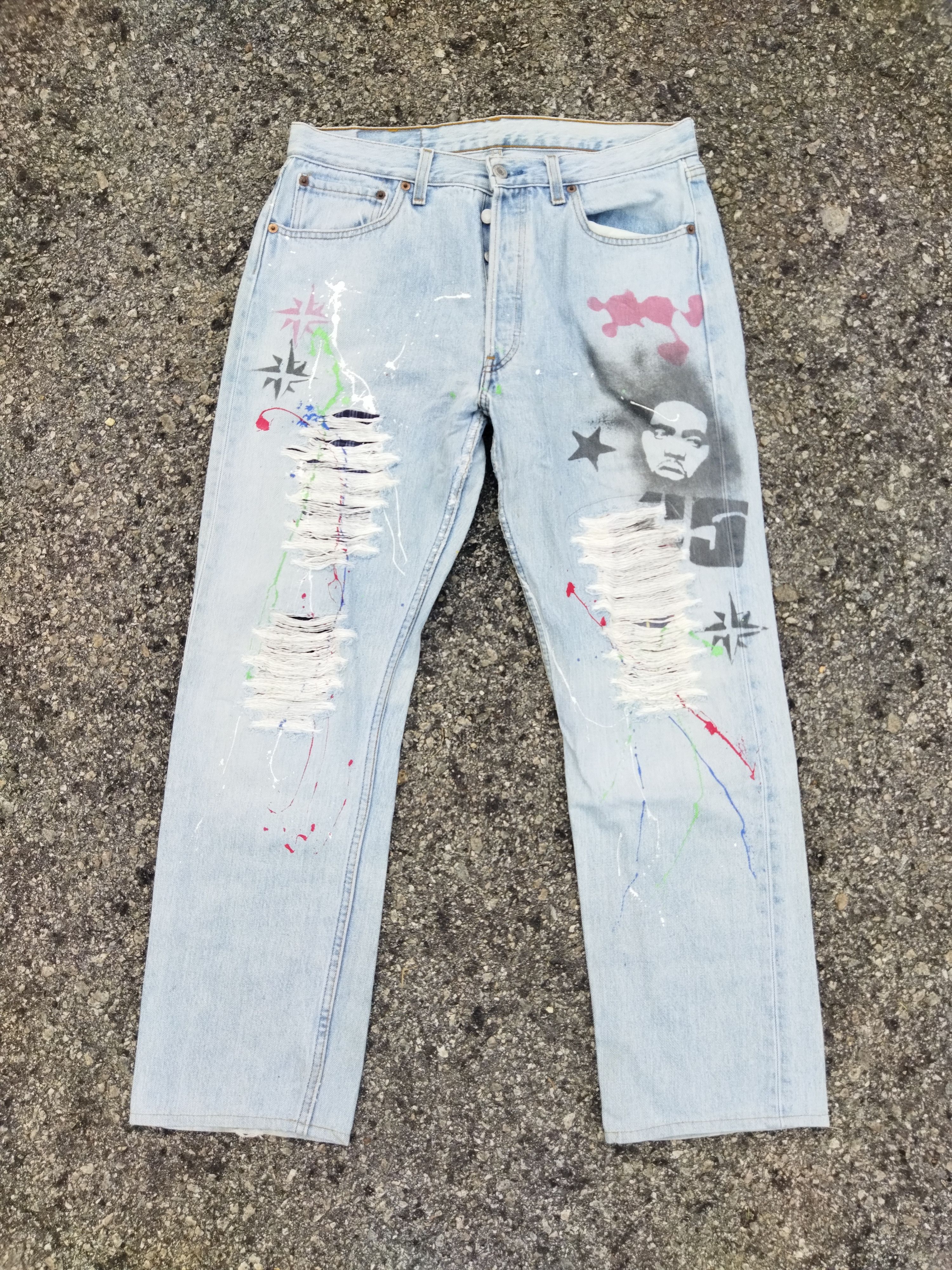 Rare!! Vintage LEVIS 501 Custom Nice Design Iconic