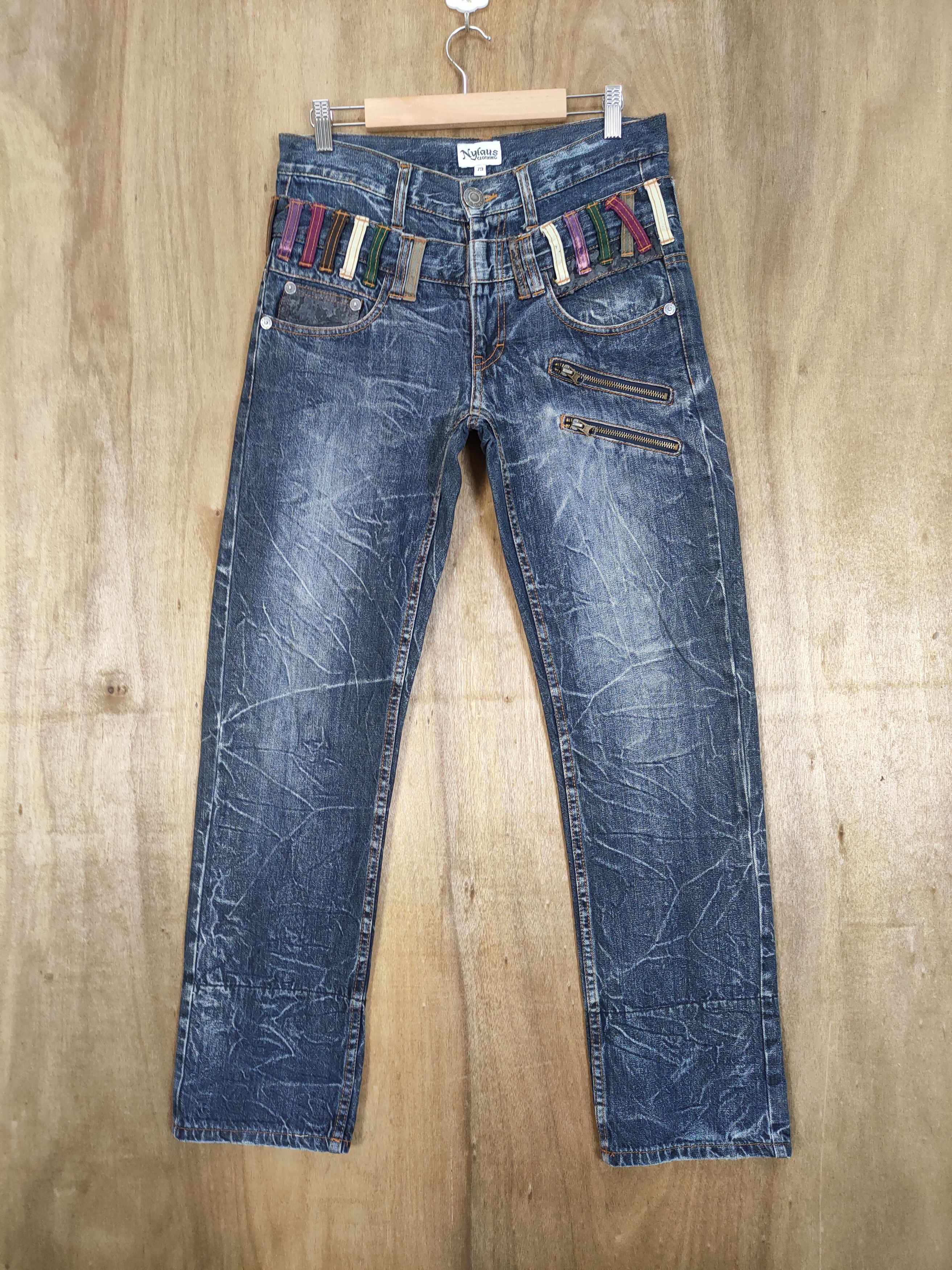 Japanese Brand NYLAUS DOUBLE WAIST STORM PATTERN JEANS PANTS Size US 30 / EU 46 - 1 Thumbnail