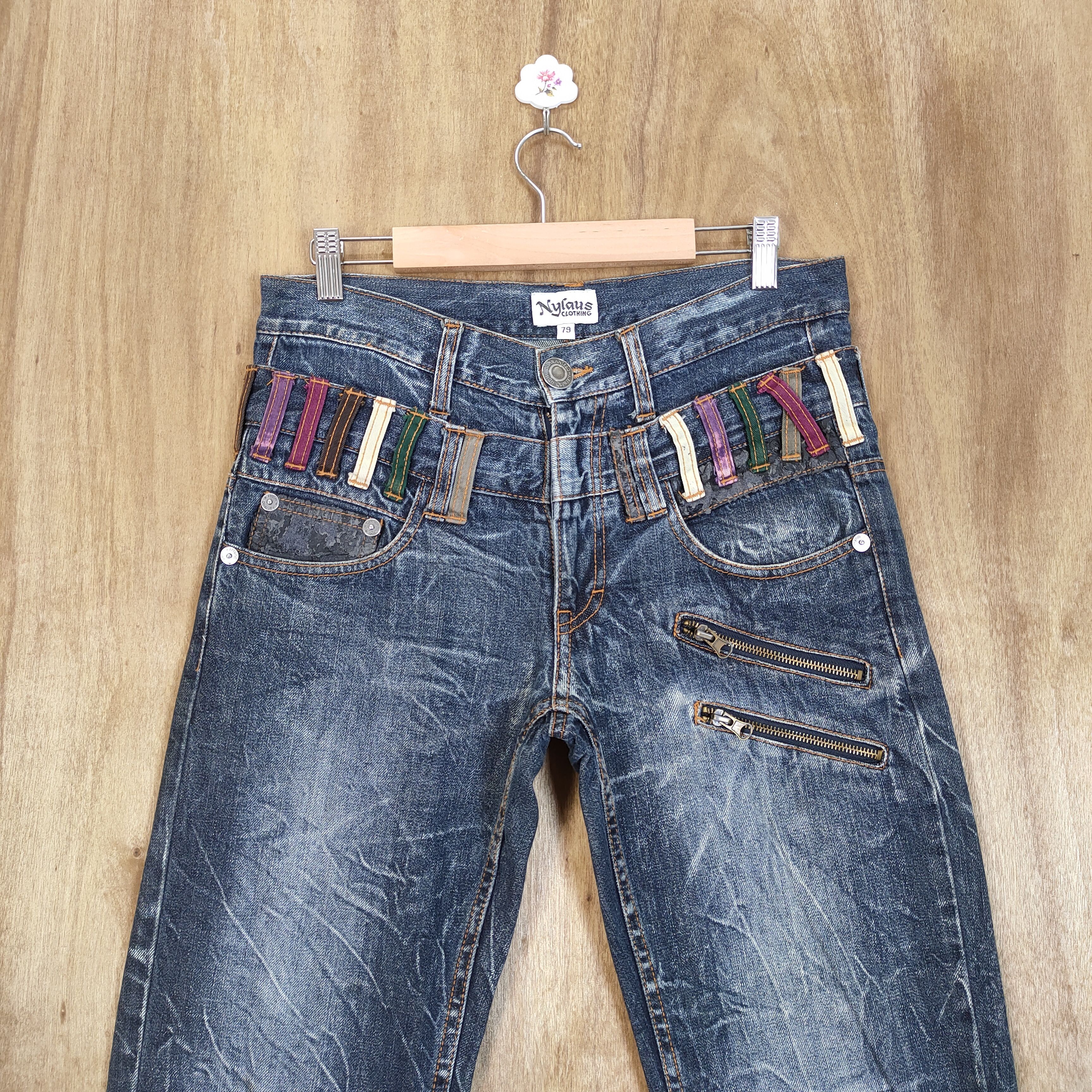 Japanese Brand NYLAUS DOUBLE WAIST STORM PATTERN JEANS PANTS Size US 30 / EU 46 - 2 Thumbnail