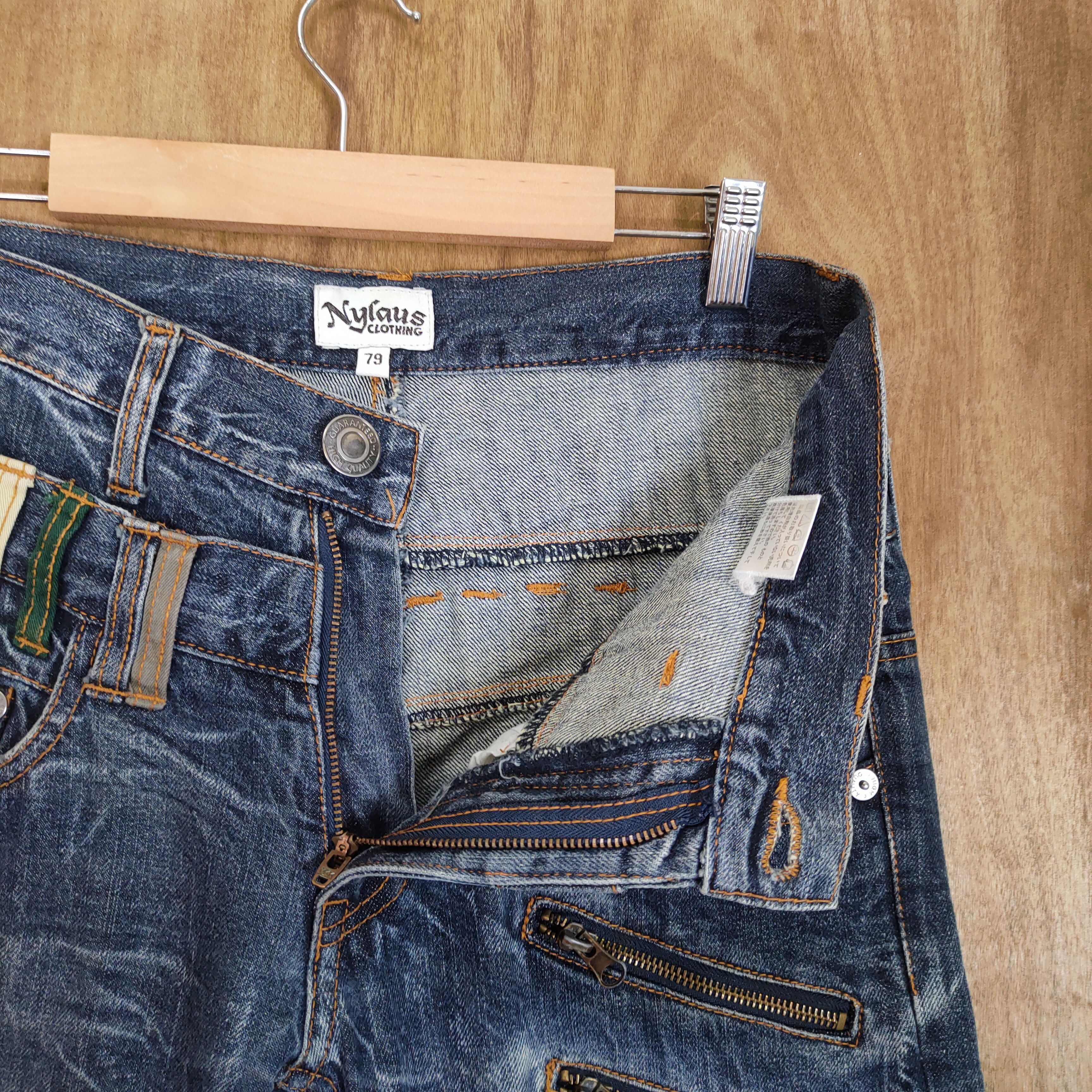 Japanese Brand NYLAUS DOUBLE WAIST STORM PATTERN JEANS PANTS Size US 30 / EU 46 - 12 Thumbnail