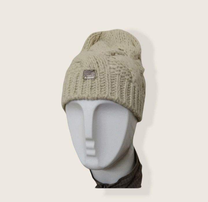 Designer × Vintage BURBERRY CABLE KNIT BEANIE Size ONE SIZE - 4 Thumbnail