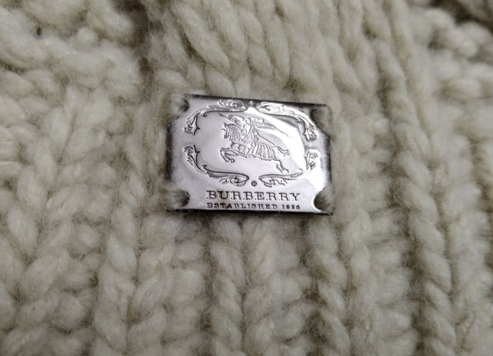 Designer × Vintage BURBERRY CABLE KNIT BEANIE Size ONE SIZE - 2 Thumbnail