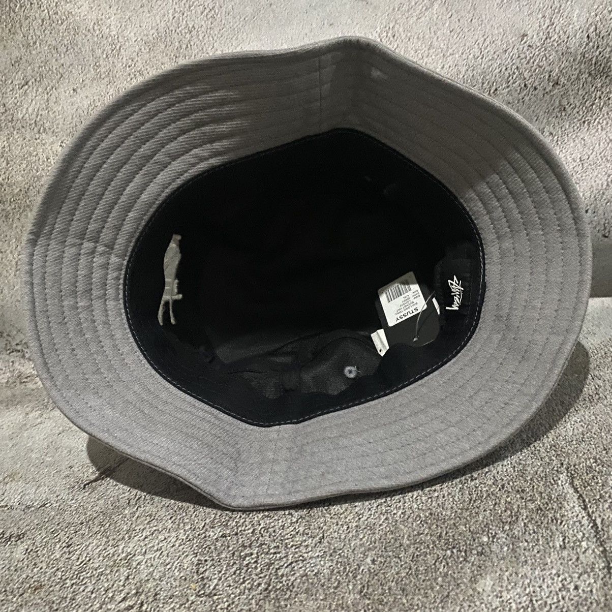 Stussy STUSSY BIG LOGO TWILL GREY BUCKET HAT Size ONE SIZE - 4 Thumbnail