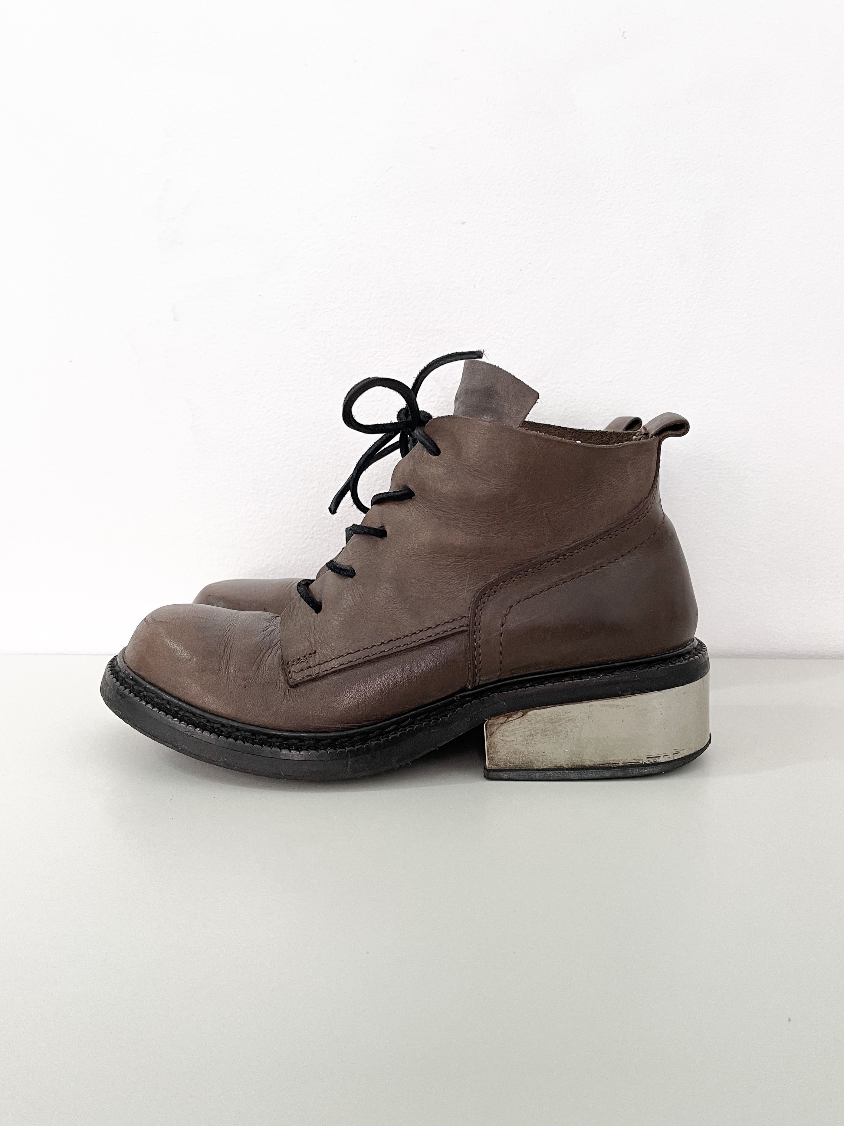 image of Dirk Bikkembergs 1996 Metal Heel Shoes Boots in Brown, Men's (Size 7)