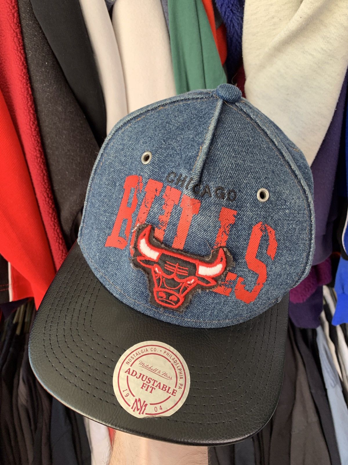 Mitchell & Ness, Accessories, Mitchell Ness Chicago Bulls Denim Fitted  Cap Size 7 38