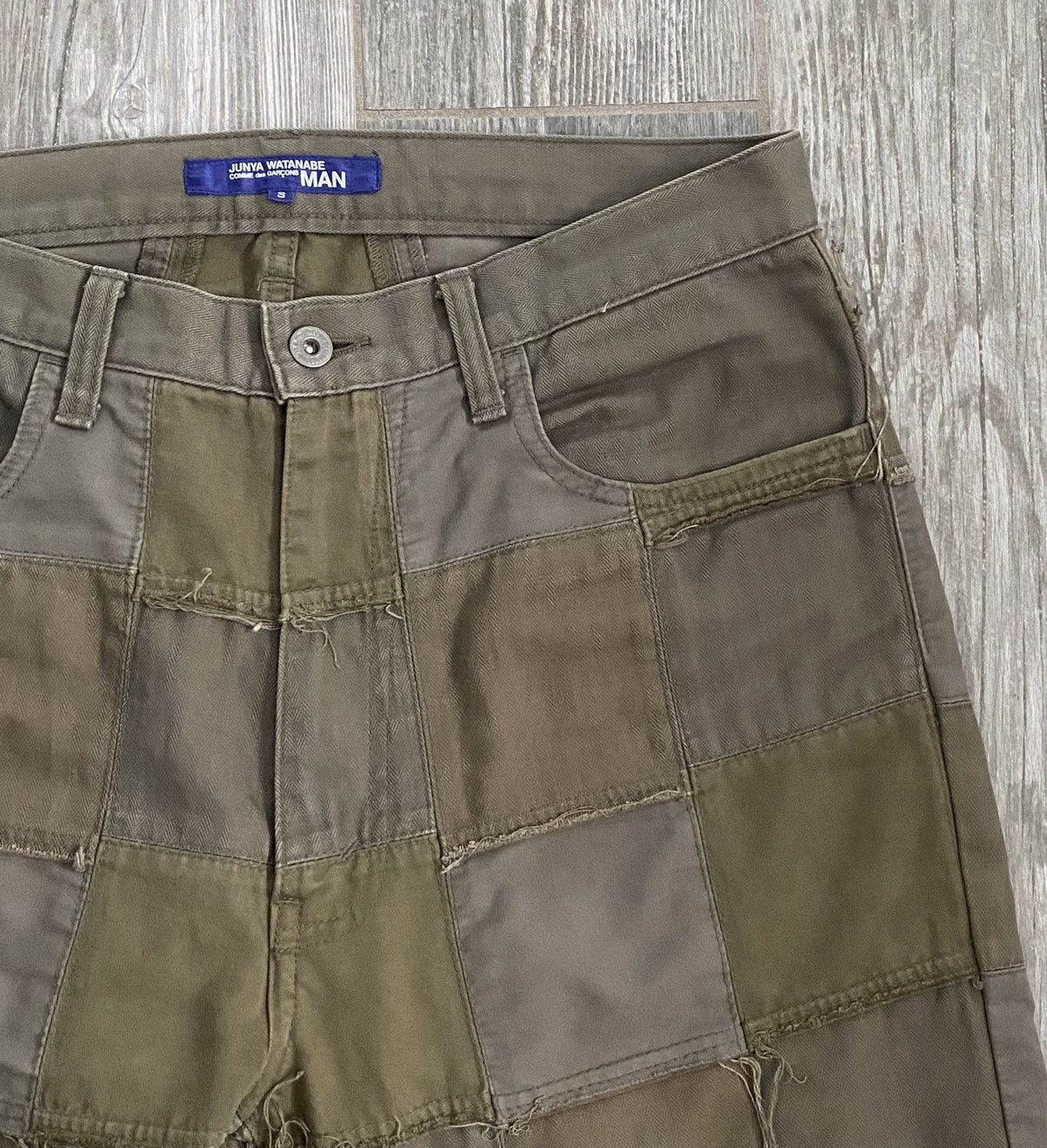 Comme des Garcons 2006 Junya Watanabe Comme Des Garcons Olive Patchwork Pants Size US 33 - 4 Thumbnail