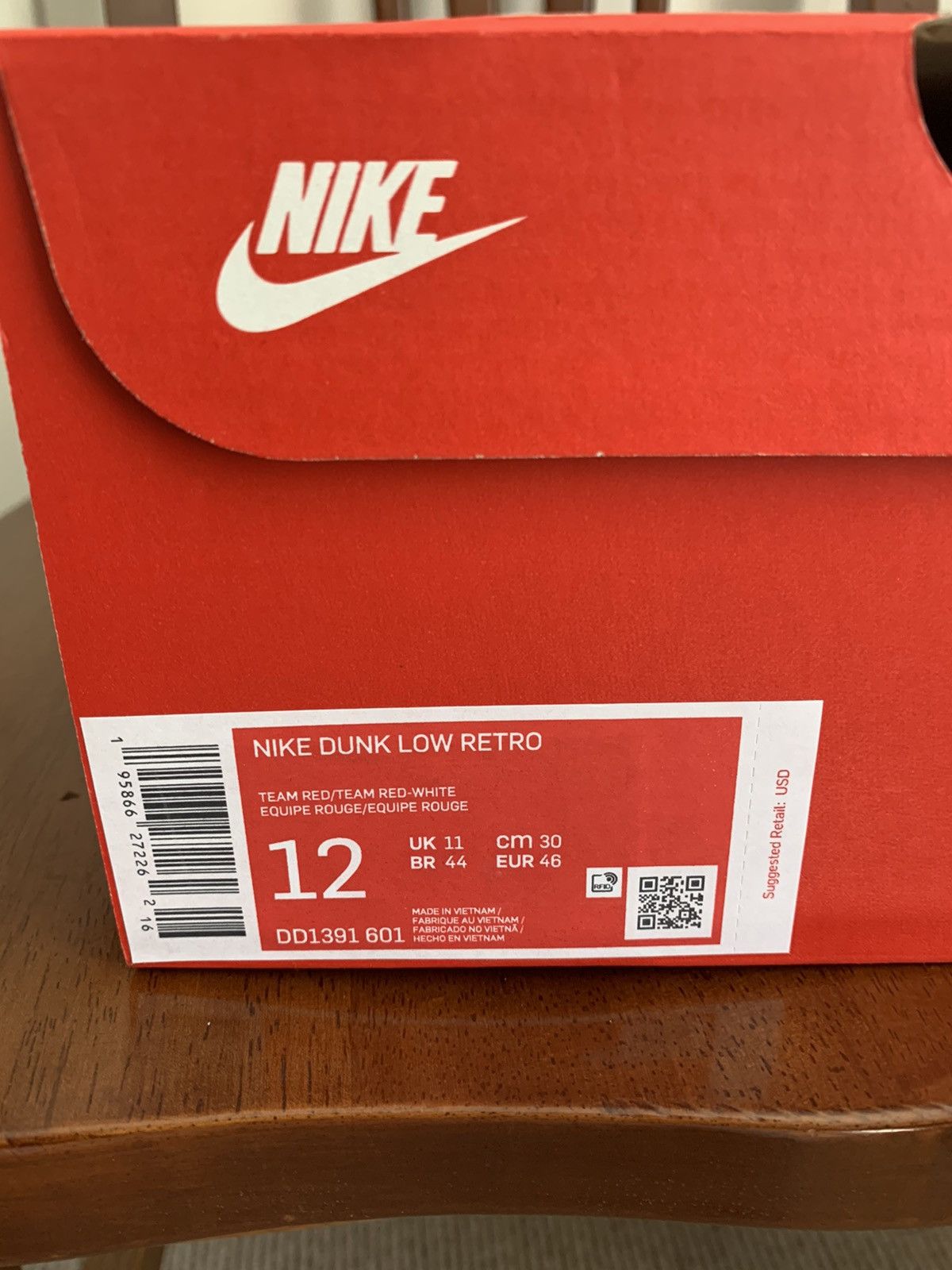 Nike Nike Dunk Low Team Red Size US 12 / EU 45 - 8 Thumbnail