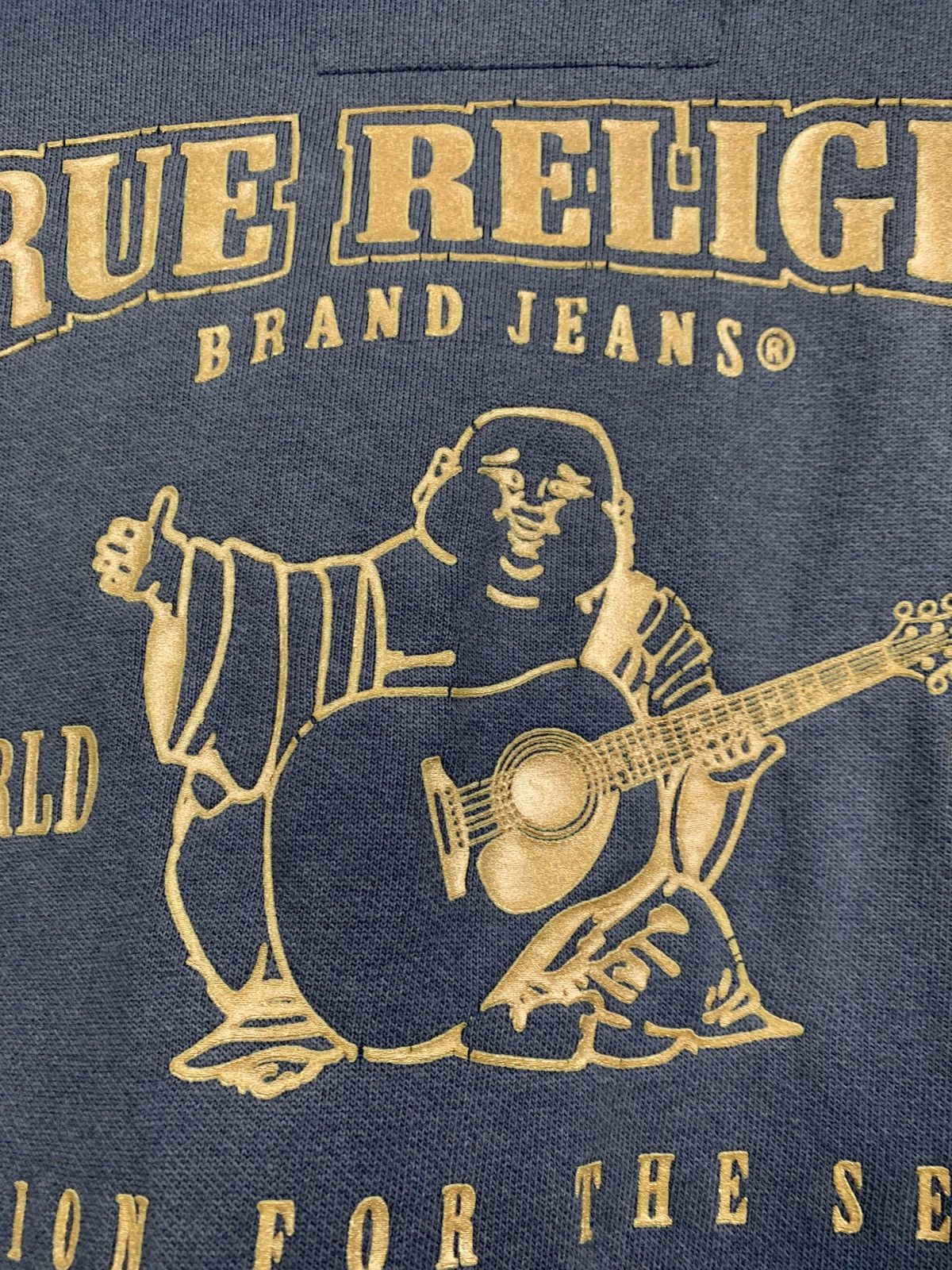 True Religion Vintage True Religion Buddha Crewneck Faded Blue Sweatshirt Size US XXL / EU 58 / 5 - 14 Thumbnail