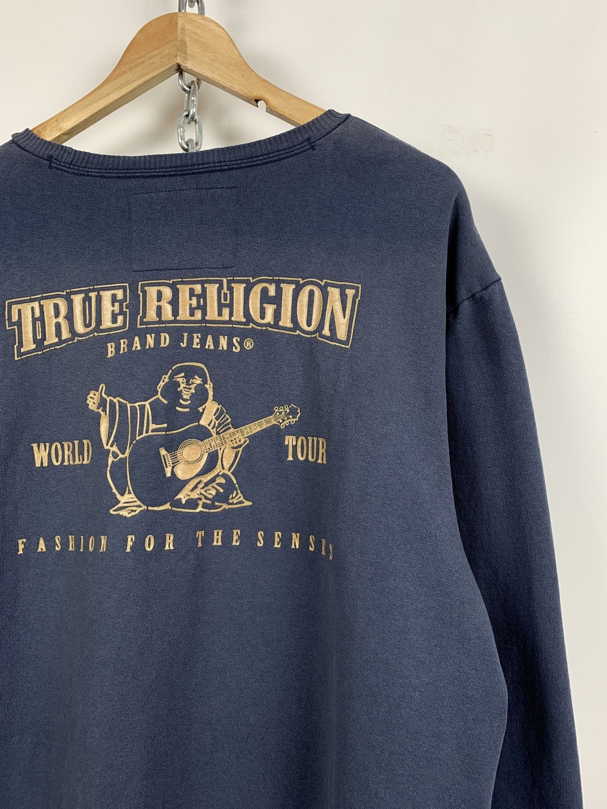 True Religion Vintage True Religion Buddha Crewneck Faded Blue Sweatshirt Size US XXL / EU 58 / 5 - 6 Thumbnail