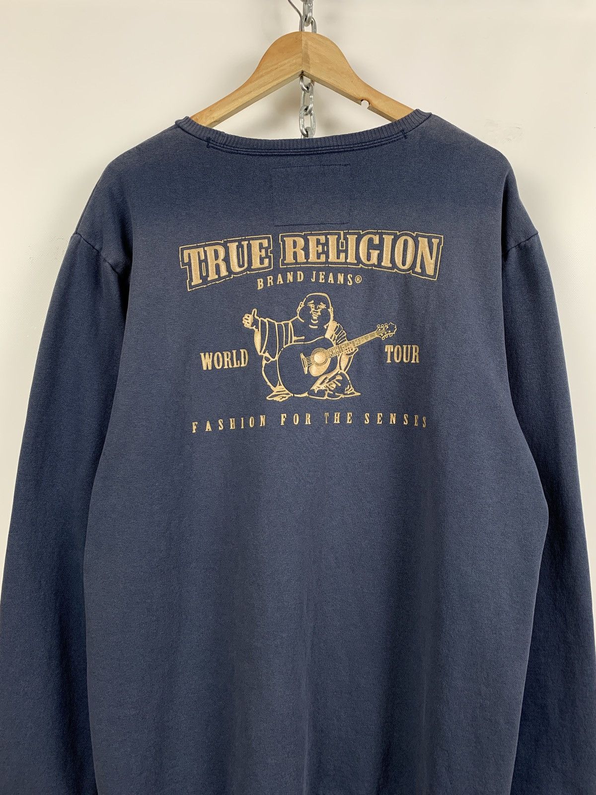 True Religion Vintage True Religion Buddha Crewneck Faded Blue Sweatshirt Size US XXL / EU 58 / 5 - 3 Thumbnail