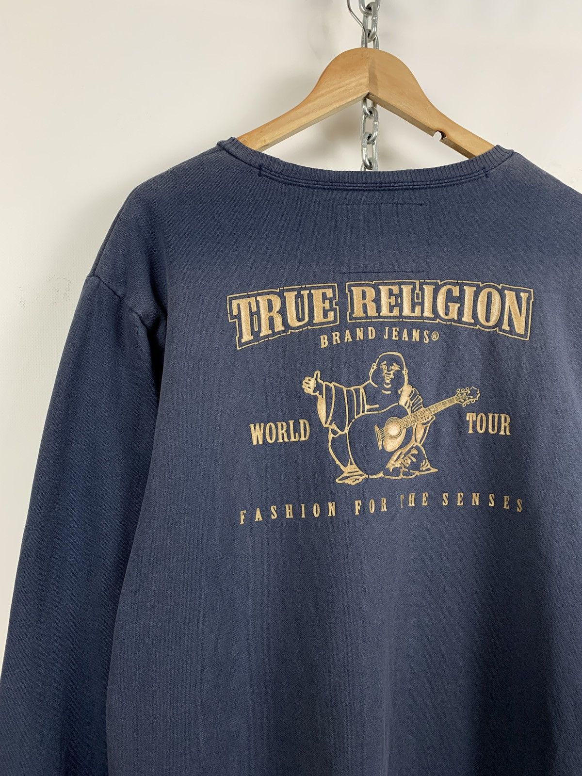 True Religion Vintage True Religion Buddha Crewneck Faded Blue Sweatshirt Size US XXL / EU 58 / 5 - 5 Thumbnail