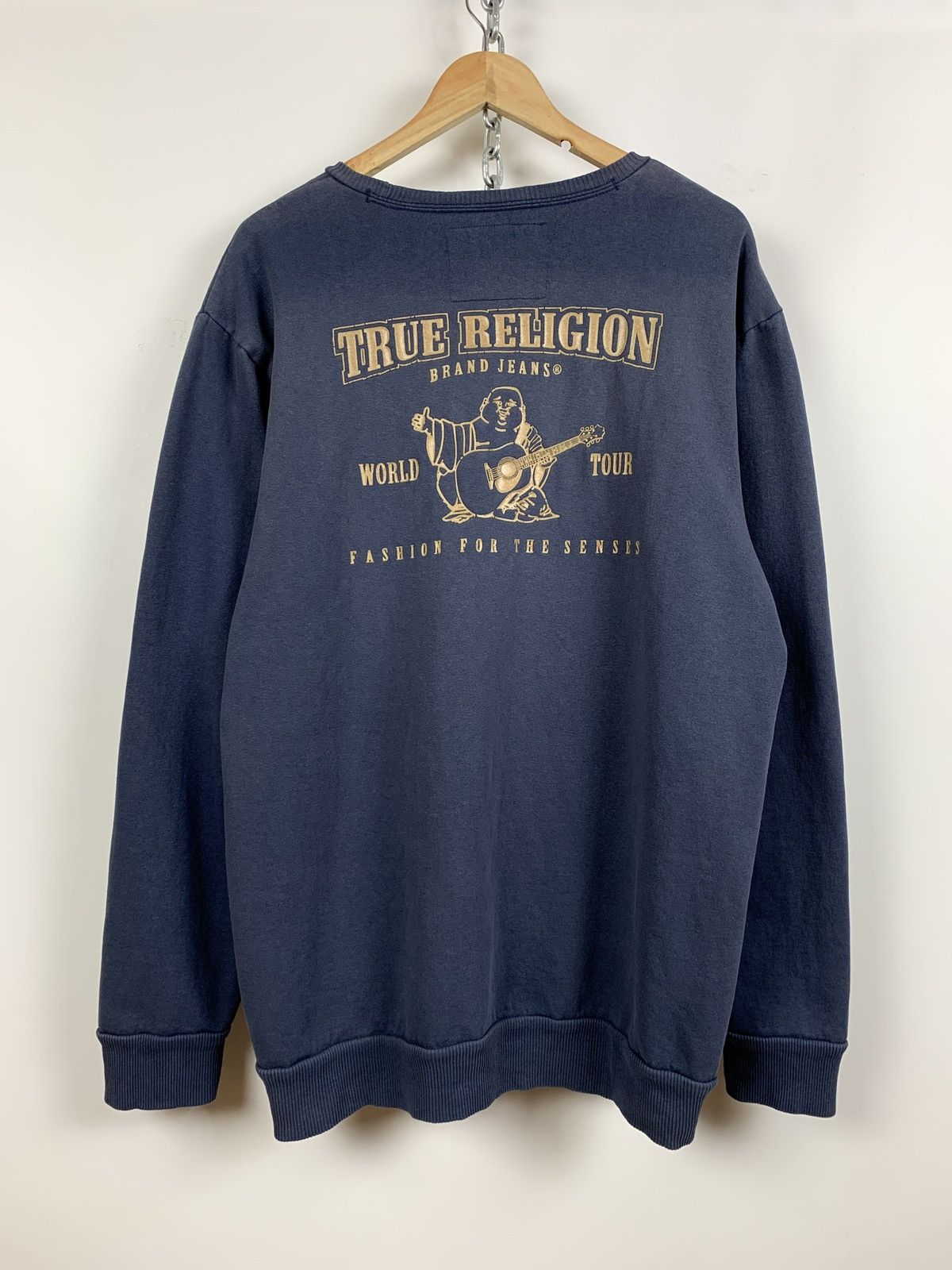True Religion Vintage True Religion Buddha Crewneck Faded Blue Sweatshirt Size US XXL / EU 58 / 5 - 1 Thumbnail