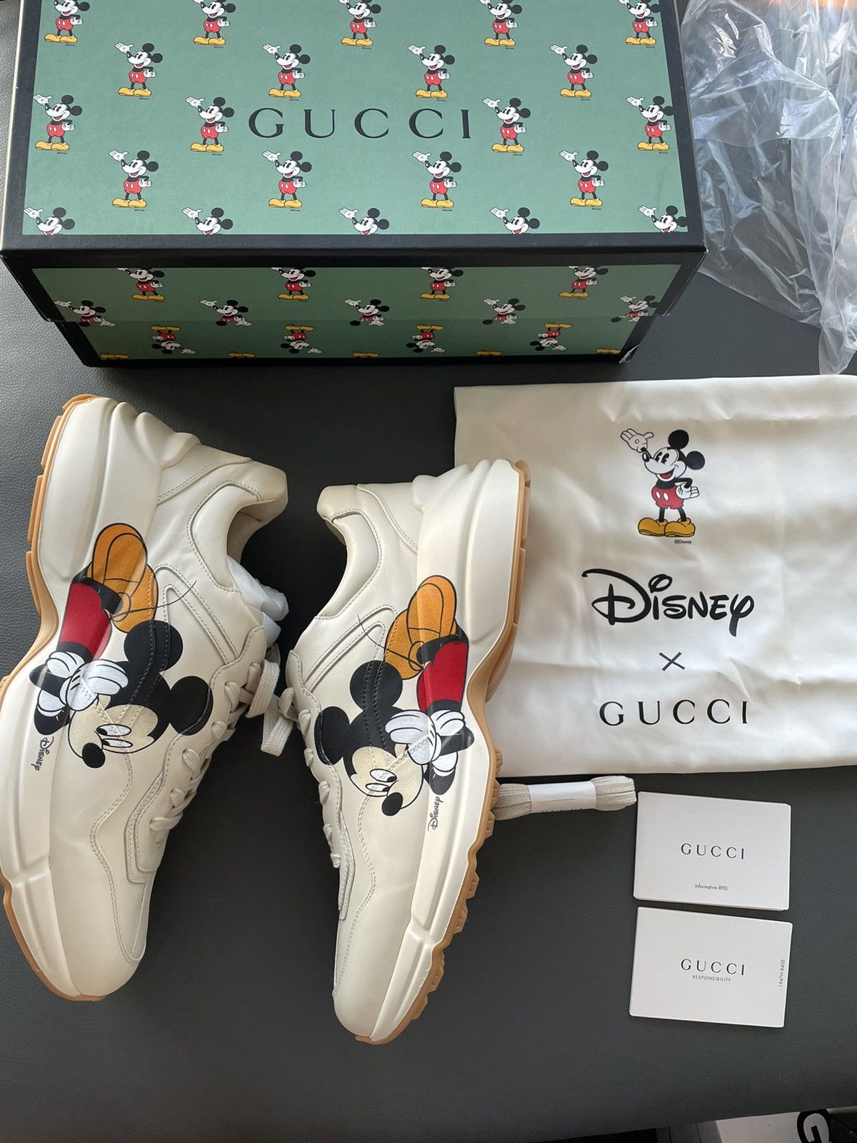 Disney × Gucci × Mickey Mouse New Super Rare Gucci x Mickey Mouse Rhyton Leather Sneaker Size US 12 / EU 45 - 6 Thumbnail