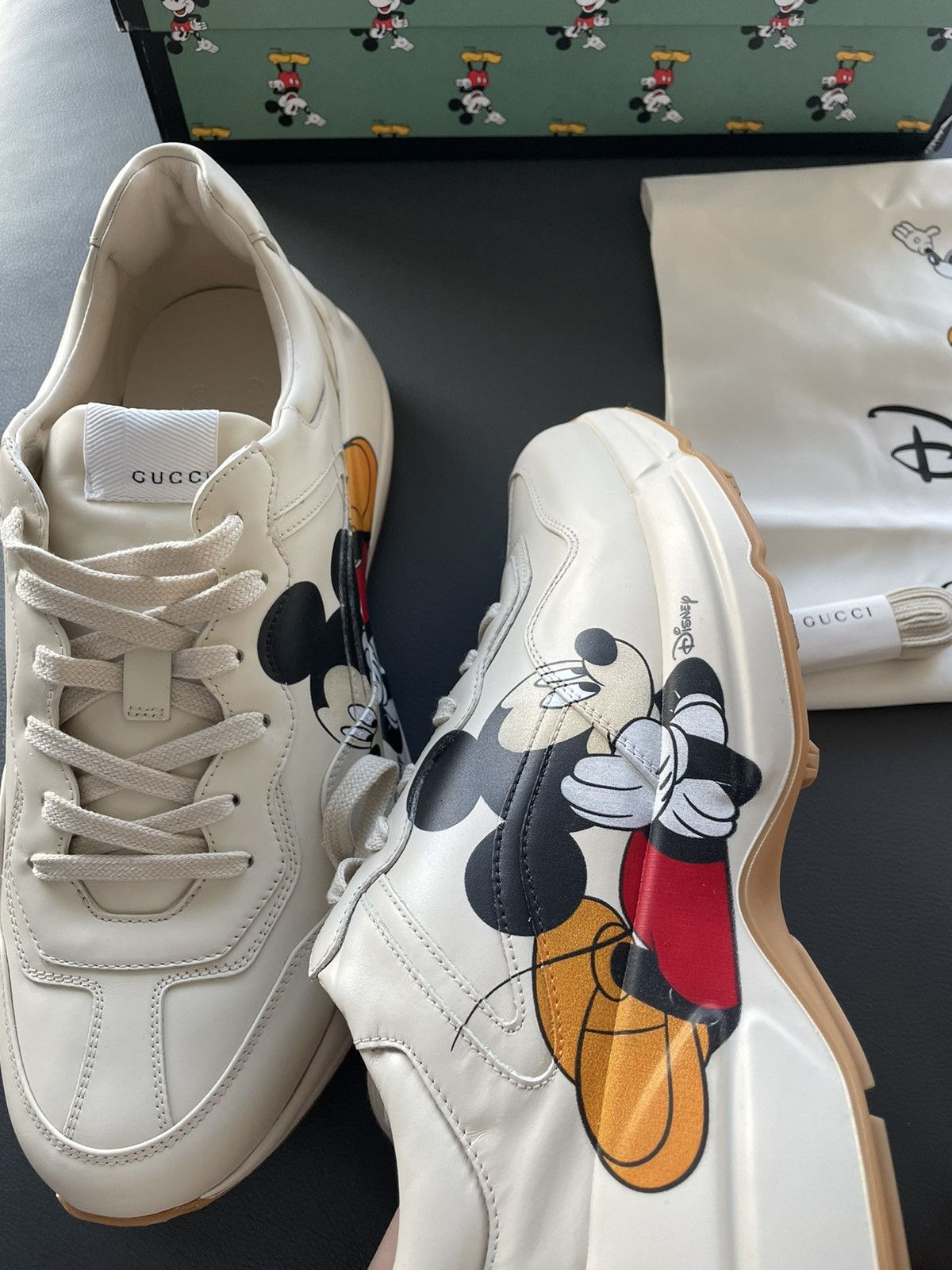 Disney × Gucci × Mickey Mouse New Super Rare Gucci x Mickey Mouse Rhyton Leather Sneaker Size US 12 / EU 45 - 16 Thumbnail