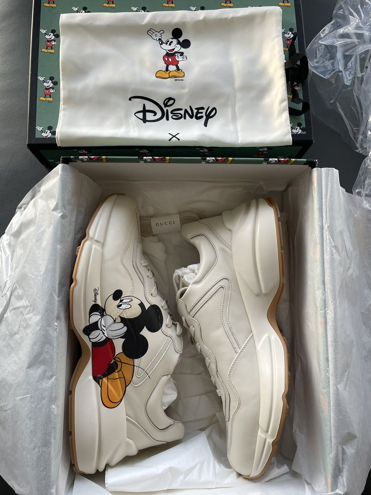 Disney × Gucci × Mickey Mouse New Super Rare Gucci x Mickey Mouse Rhyton Leather Sneaker Size US 12 / EU 45 - 10 Thumbnail