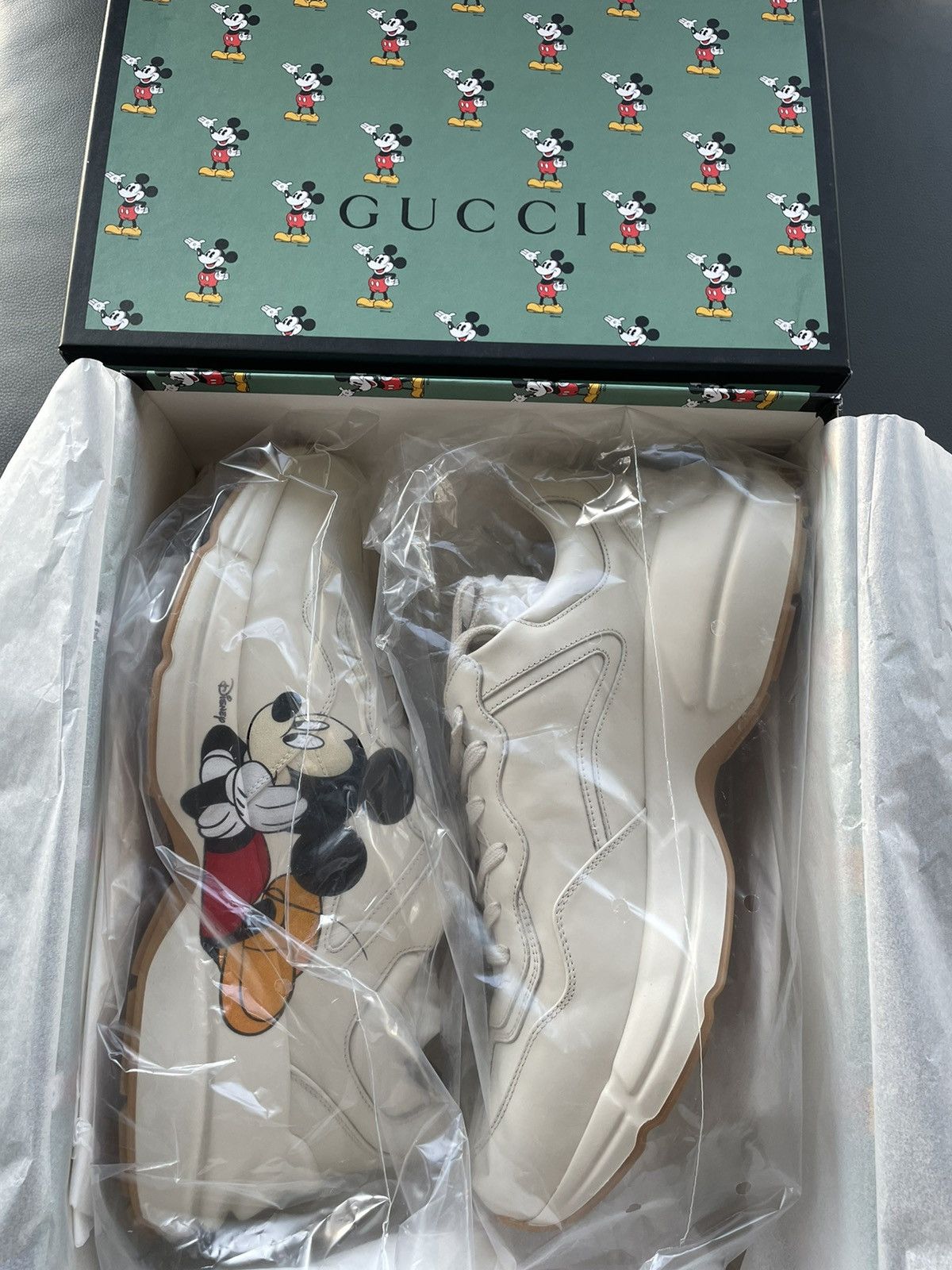 Disney × Gucci × Mickey Mouse New Super Rare Gucci x Mickey Mouse Rhyton Leather Sneaker Size US 12 / EU 45 - 9 Thumbnail