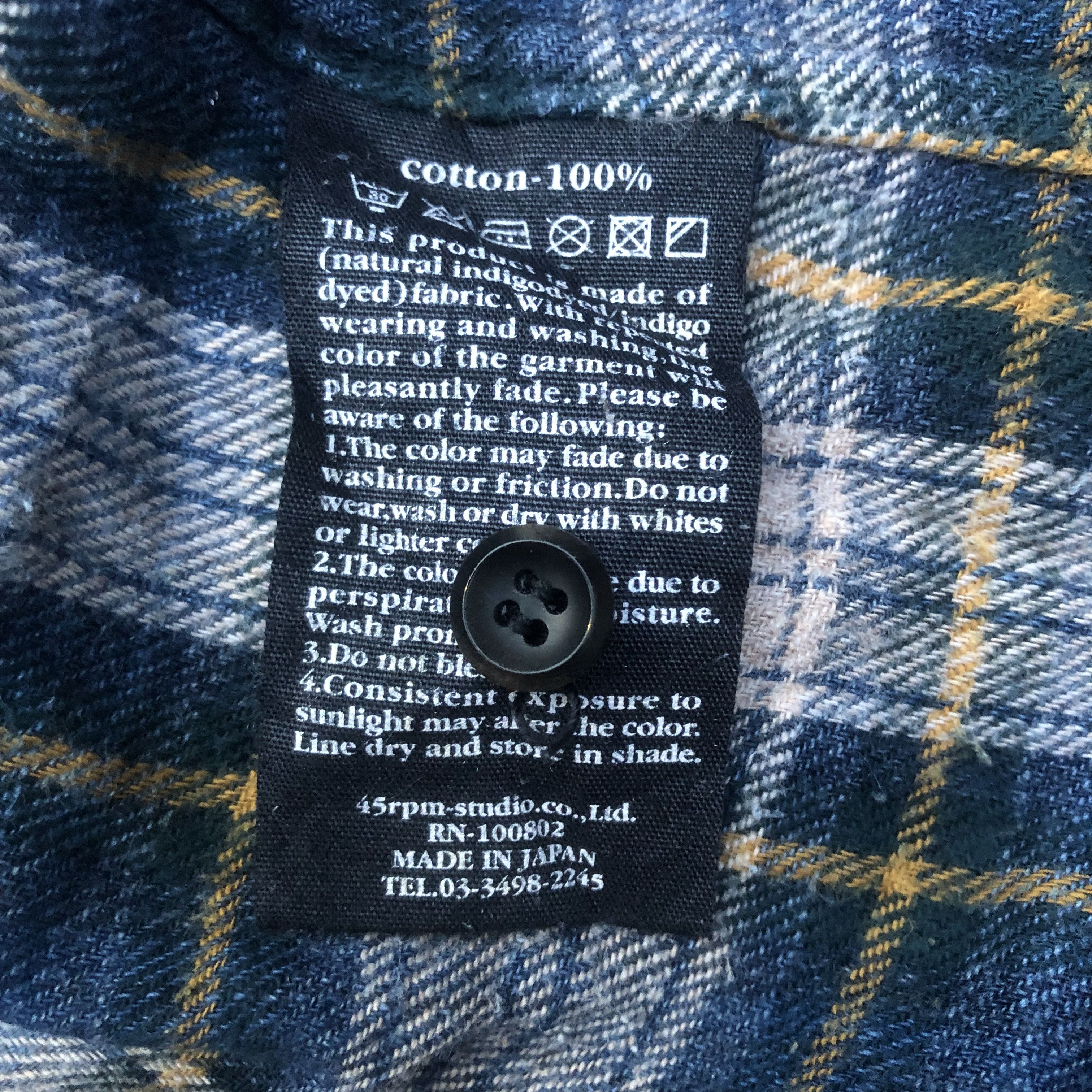 45 RPM Umii 908 Checkered Button Up Shirt Japan Designer