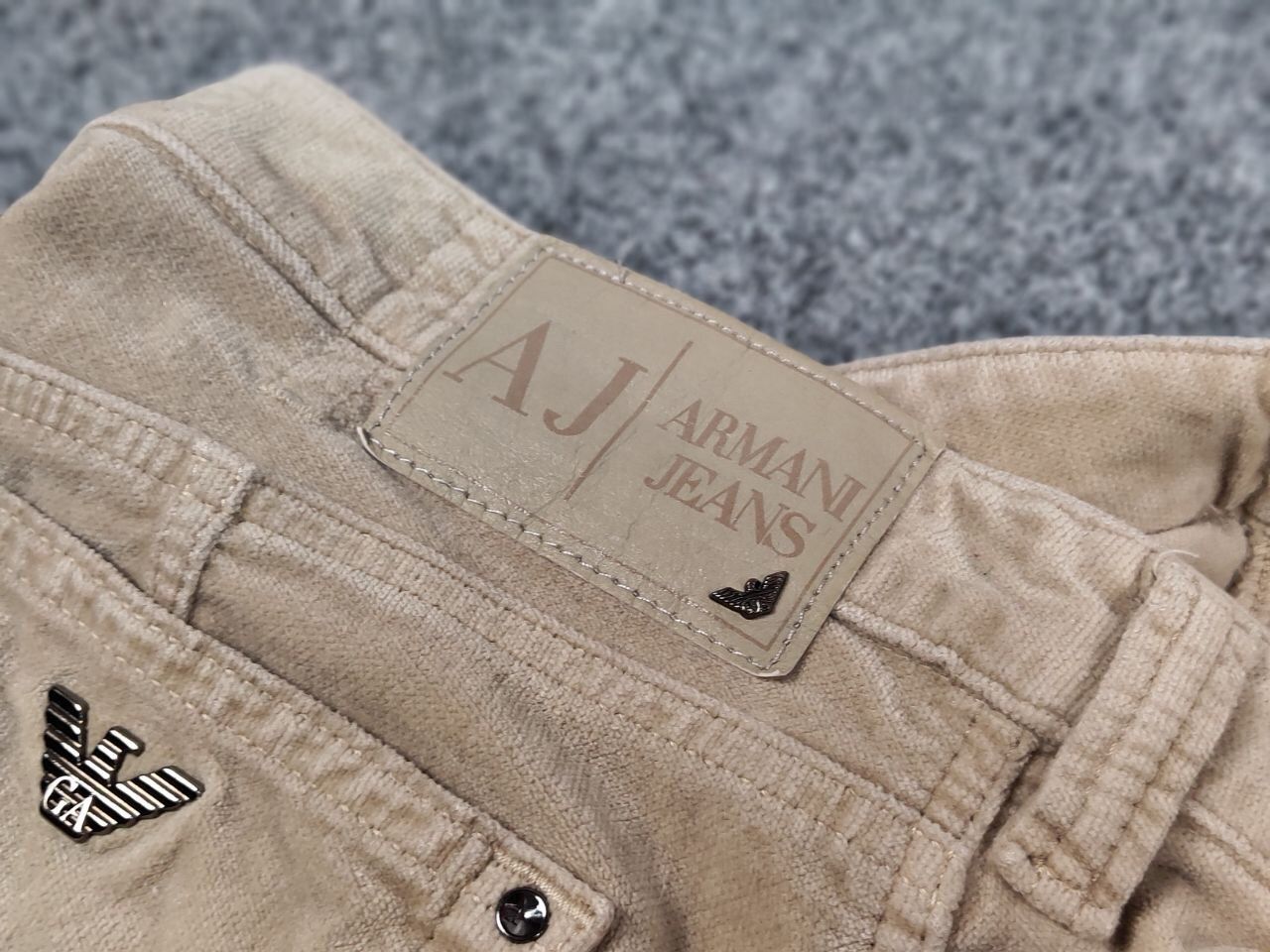 Armani Vintage 90's Armani Jeans Beige Velour Jeans Mens Pants Size US 31 - 20 Thumbnail