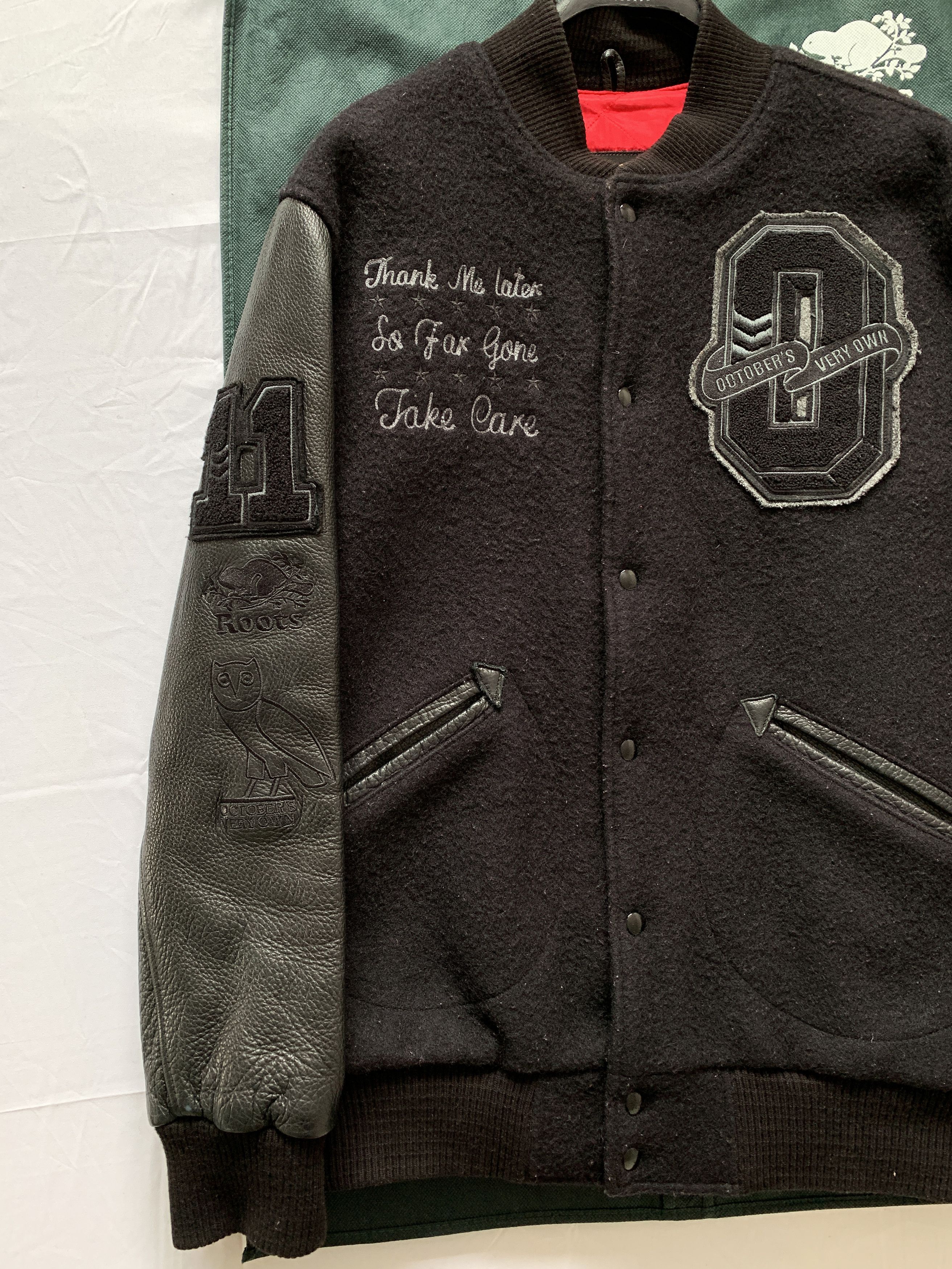 Drake 💥💎F&F💎💥🦉1/8 OVO Roots 2011 Bison Leather Wool Varsity Size US XL / EU 56 / 4 - 4 Thumbnail