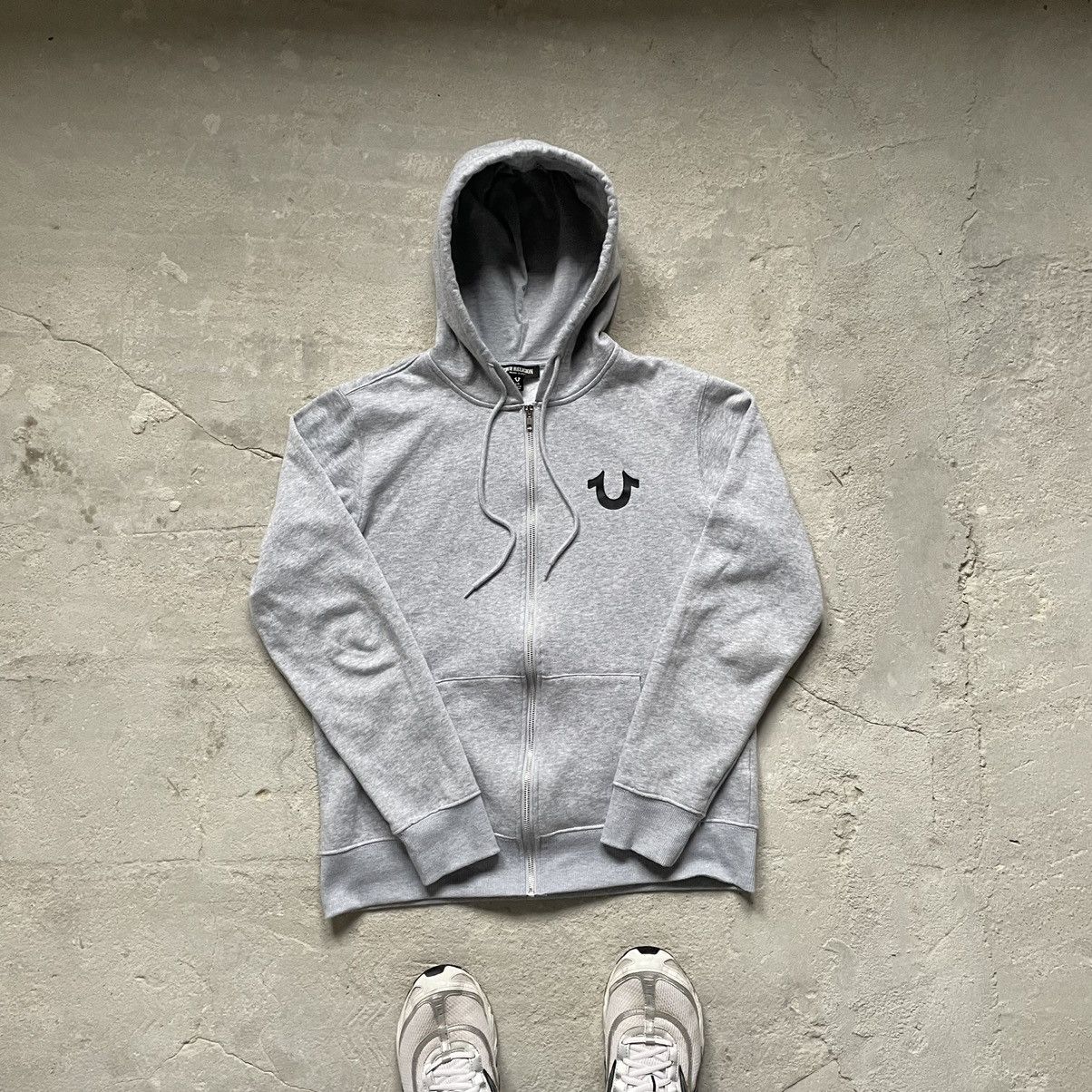 True Religion True Religion Grey Hoodie Zip Big Logo | Grailed