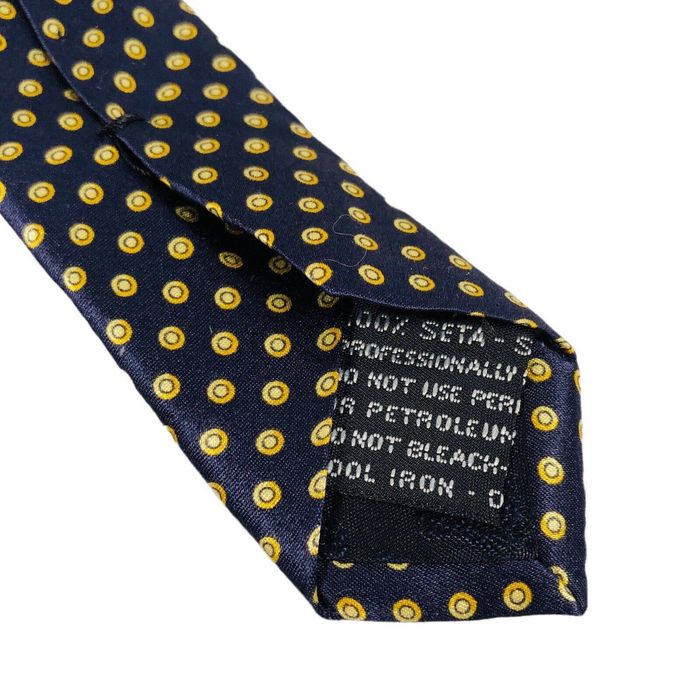 Versace Gianni Versace Neck Tie Vintage Gold Navy Blue Medusa Dots 