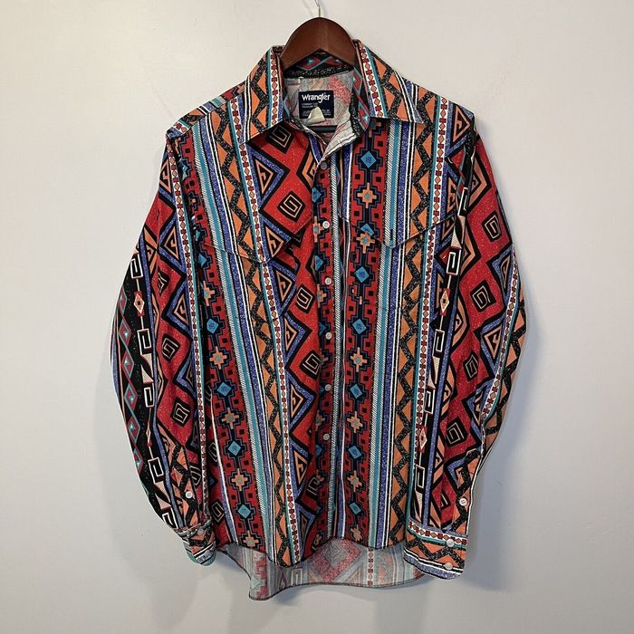 Vintage Vintage Wrangler Western Shirt Aztec X-Long Tails | Grailed