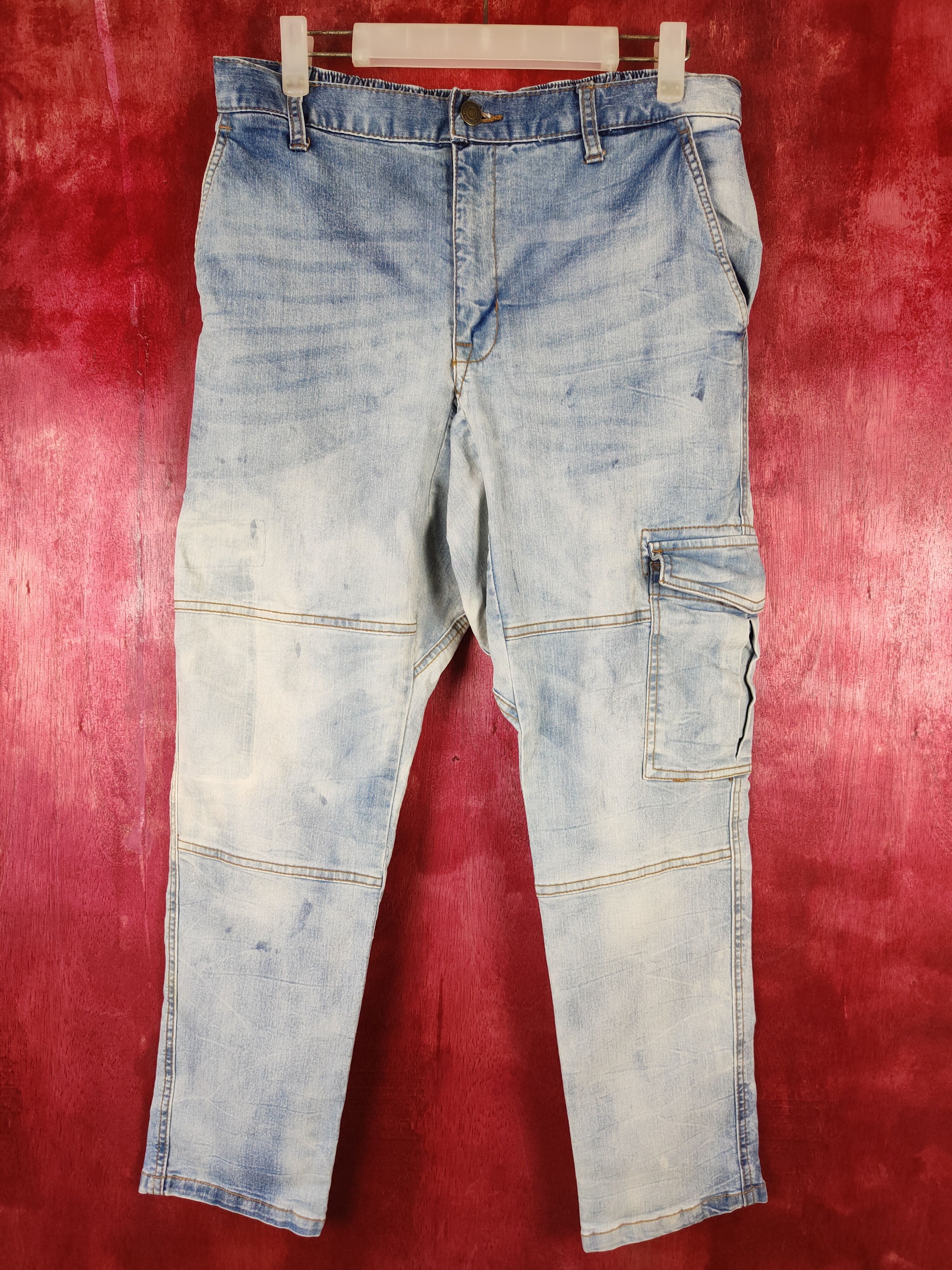 Japanese Brand Japanese Brand faded Blue multi pocket tactical jeans #4681 Size US 30 / EU 46 - 1 Thumbnail