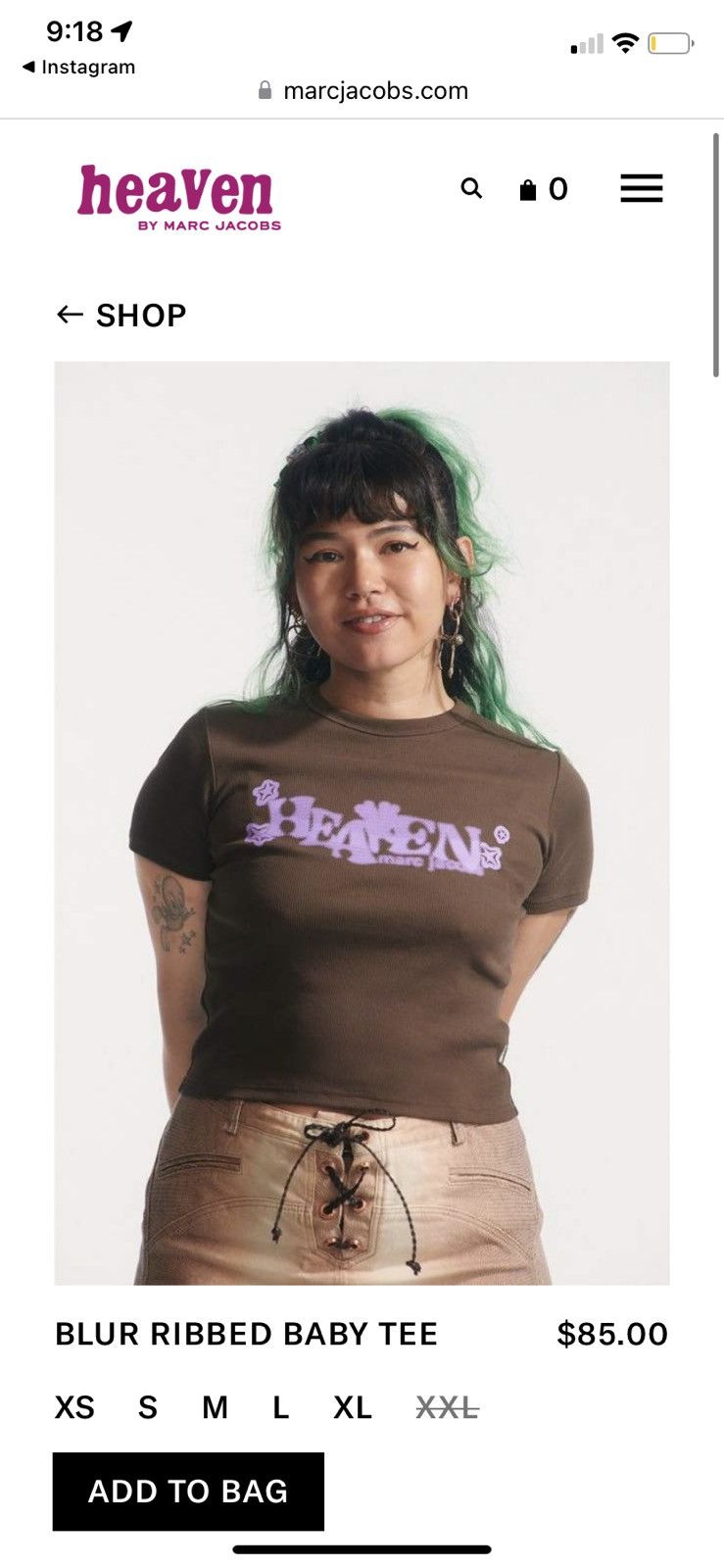 Heaven by Marc Jacobs BLUR RIBBED BABY TEE Size XXL / US 16-18 / IT 52-54 - 2 Thumbnail