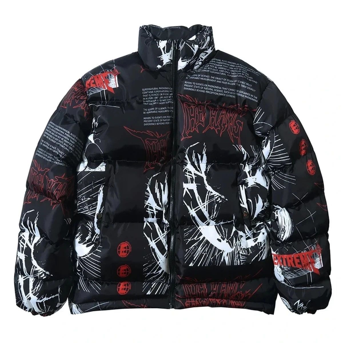 💥Grafifti All Over Graphic All Over Print Puffer Jacket