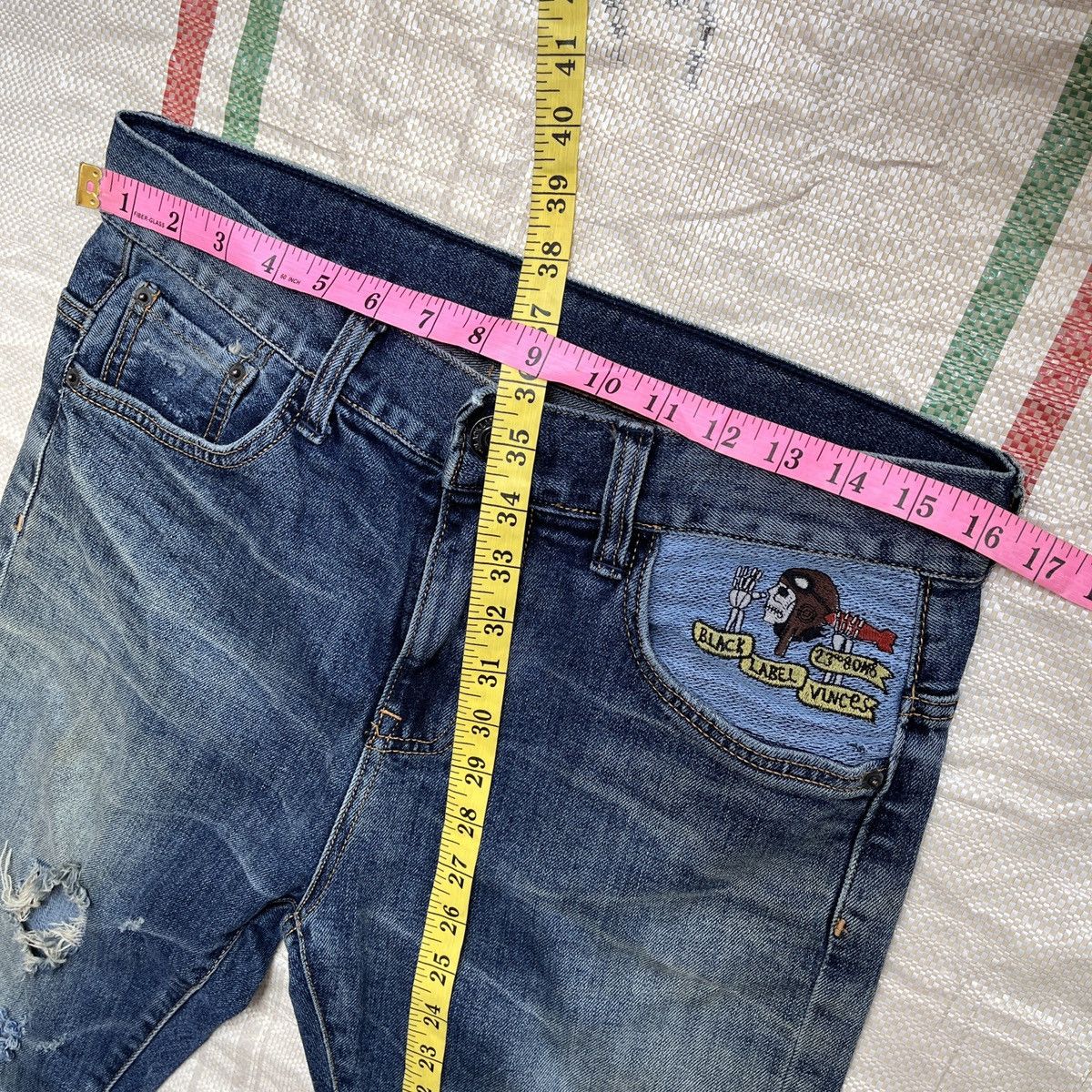 Black Label Ripped Black Label Denim Jeans With Patches At Pocket Size US 31 - 3 Thumbnail