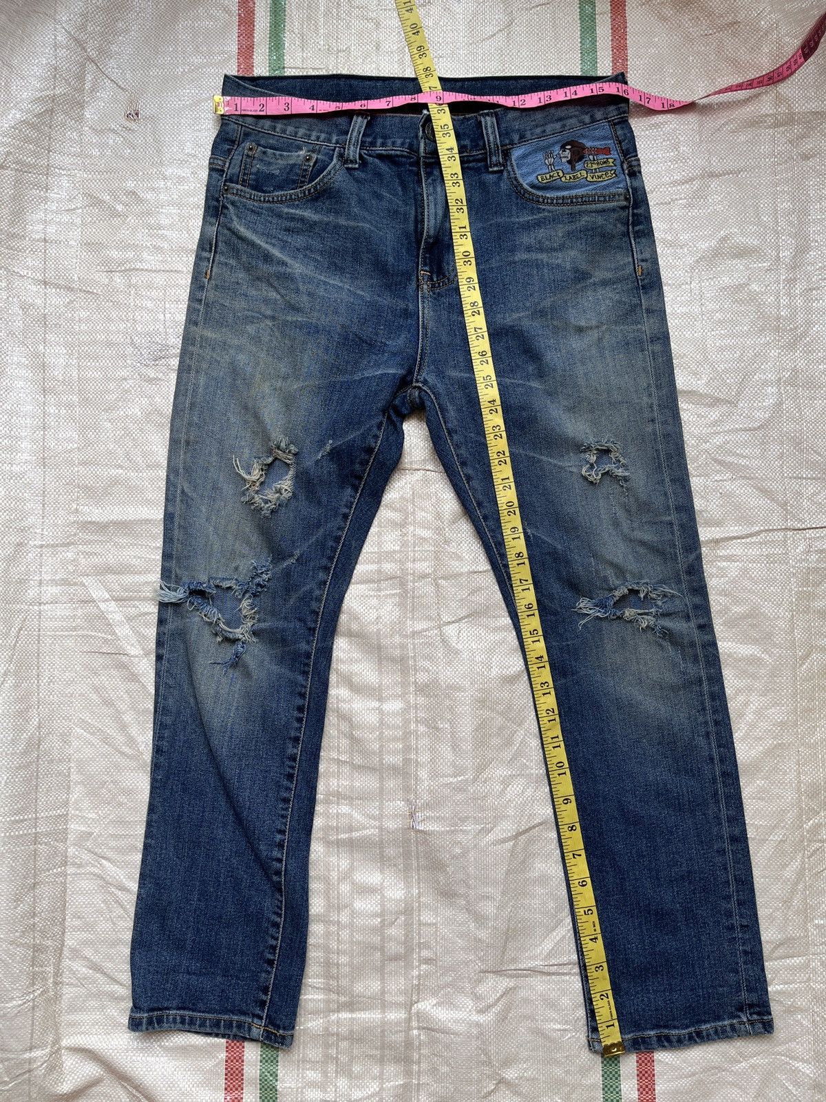Black Label Ripped Black Label Denim Jeans With Patches At Pocket Size US 31 - 4 Thumbnail