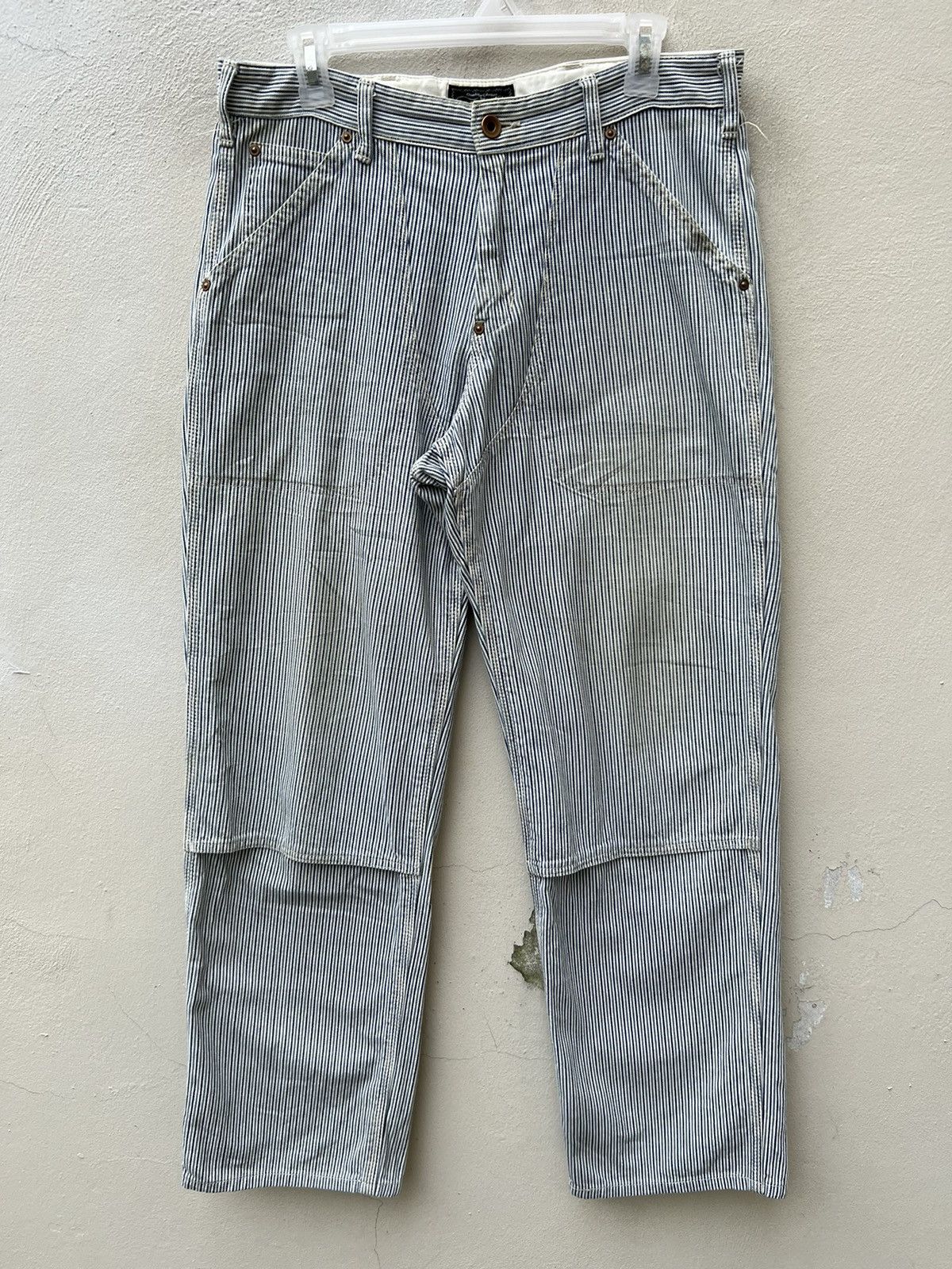 Beams Plus Vintage Beams + Fade Hickory Stripes Double Knee Work Pant Size US 30 / EU 46 - 6 Thumbnail