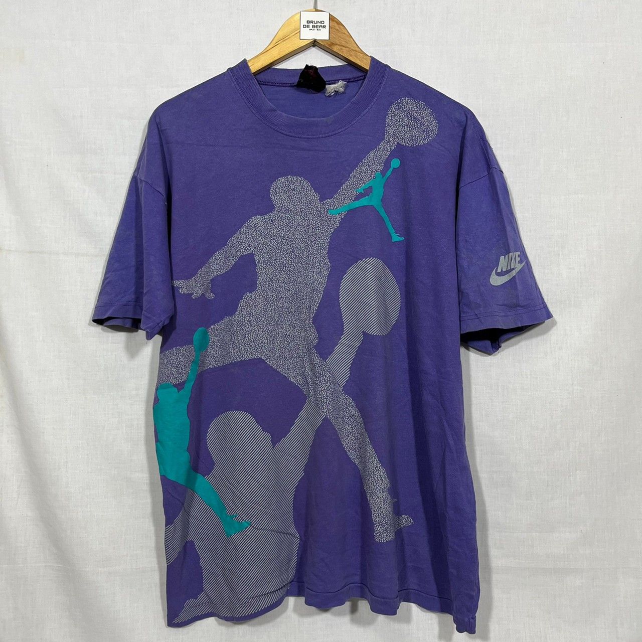 Vintage 90'S Nike Air Jordan sports T-shirt, size L, men's cotton white type Vintage Second Hand