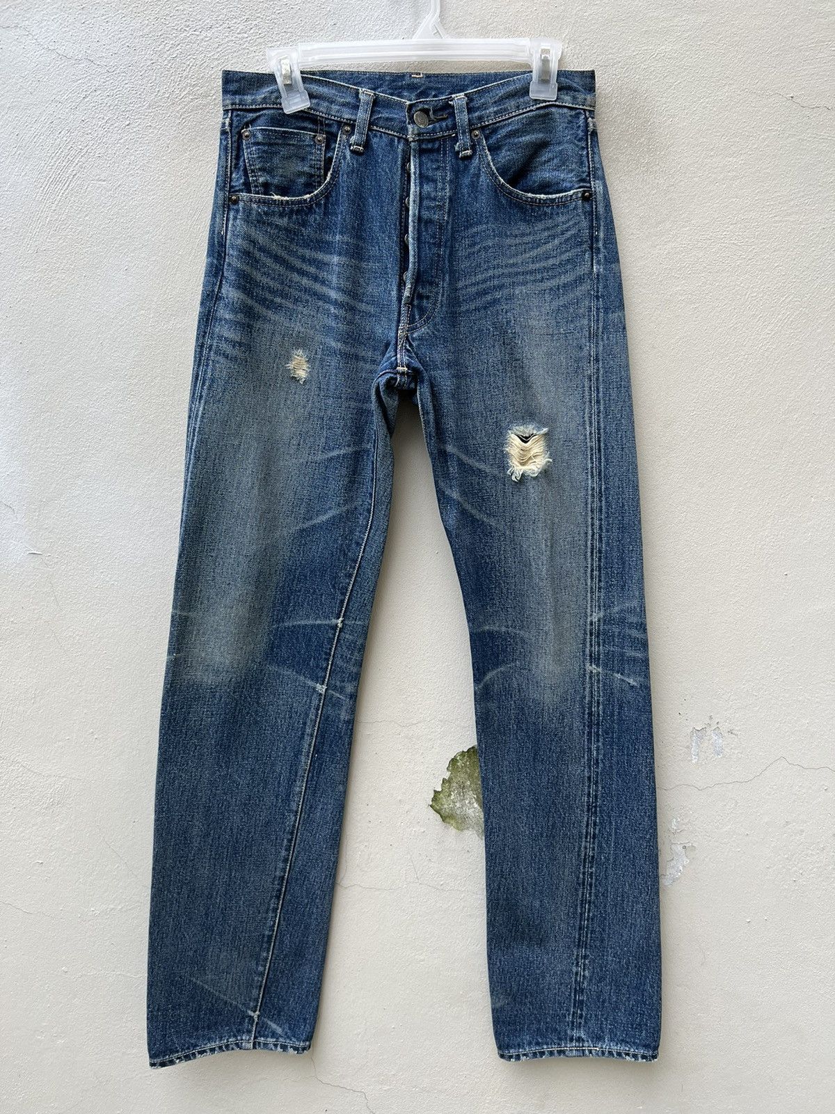 Japanese Brand × Levi's Vintage Clothing × Vintage VTG 2003 LVC 1955 Levi’s 501 XX Rips Denim Selvedge Jeans Size US 30 / EU 46 - 6 Thumbnail