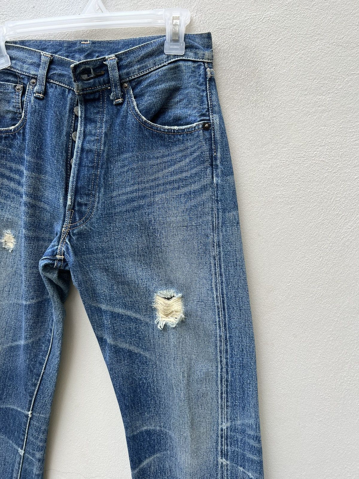 Japanese Brand × Levi's Vintage Clothing × Vintage VTG 2003 LVC 1955 Levi’s 501 XX Rips Denim Selvedge Jeans Size US 30 / EU 46 - 11 Thumbnail