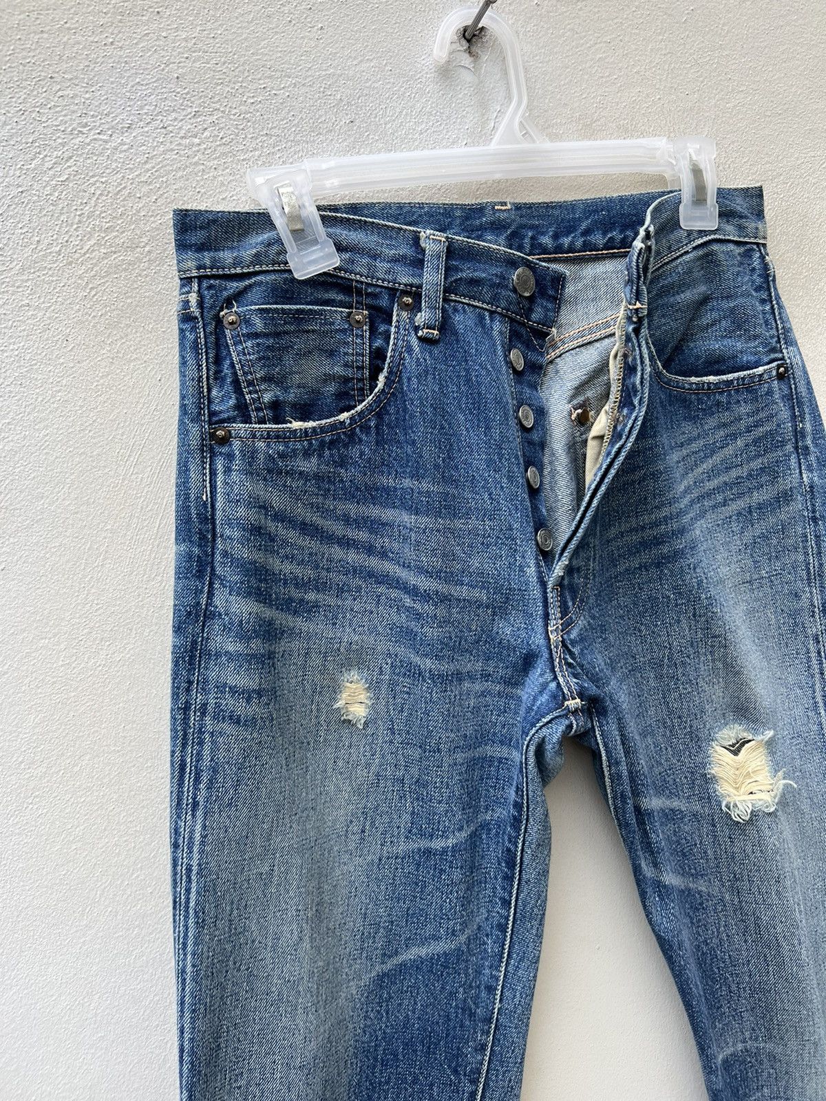 Japanese Brand × Levi's Vintage Clothing × Vintage VTG 2003 LVC 1955 Levi’s 501 XX Rips Denim Selvedge Jeans Size US 30 / EU 46 - 8 Thumbnail