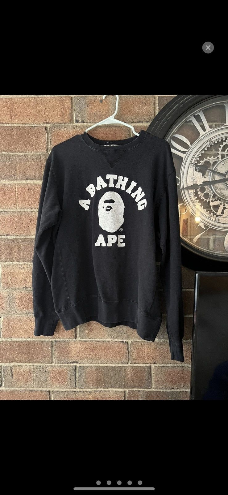 image of Bape Applique College Crewneck in Black, Men's (Size XL)