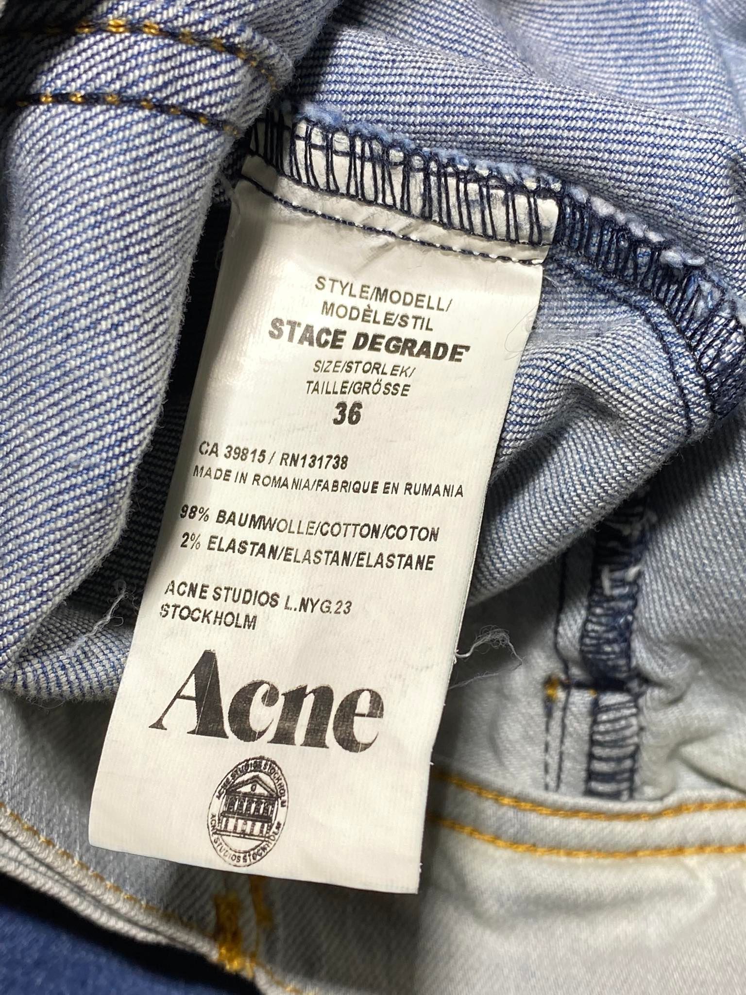Acne Studios Stace Degrade Denim Whitened Jacket Size 36