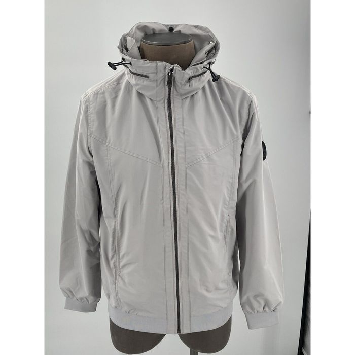 Perry Ellis Perry Ellis Men's Beige Windbreaker Jacket Hood Lined ...