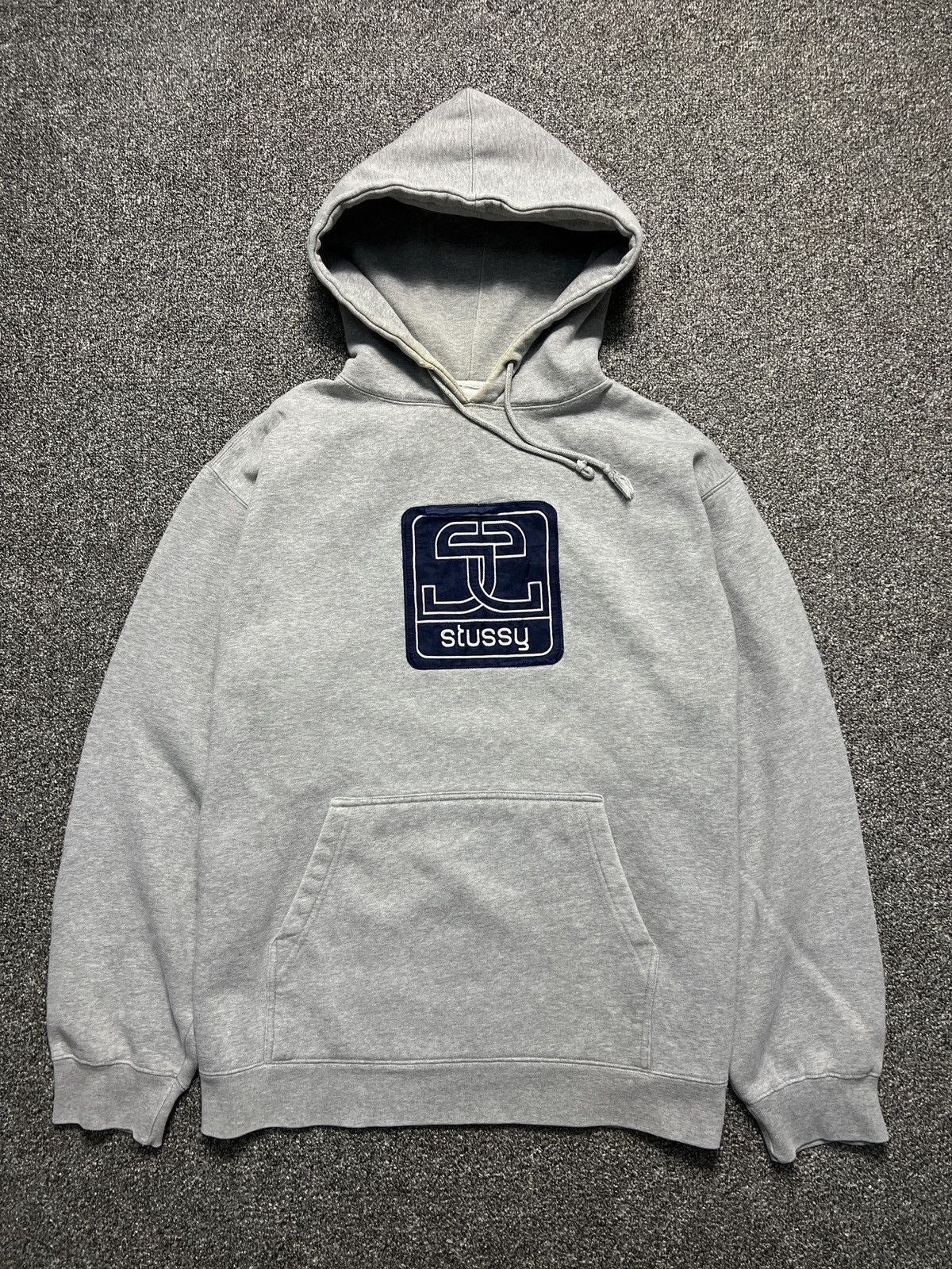 Vintage Stussy old logo center distressed hoodie