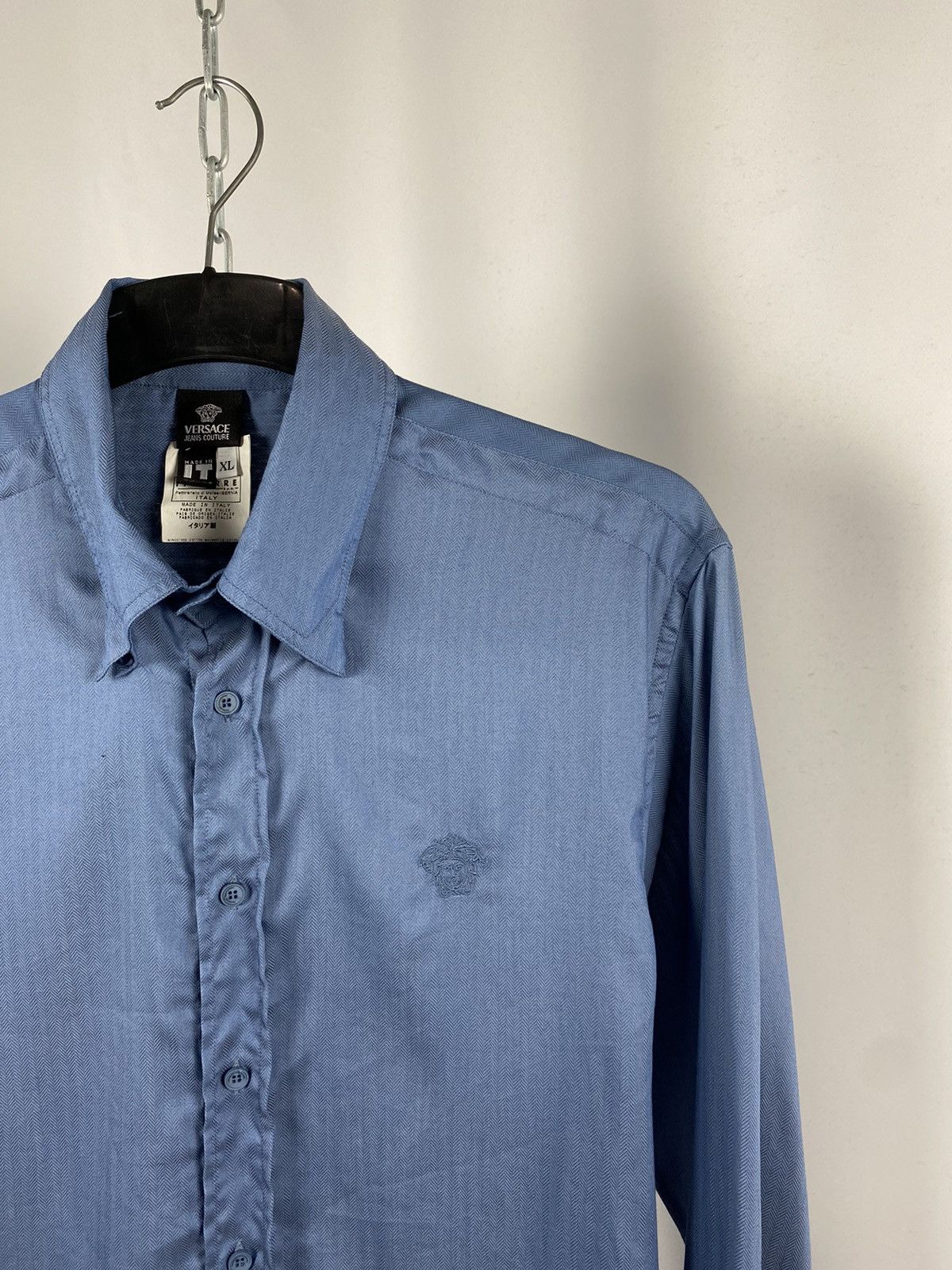 Vintage Versace vintage shirts long sleeve blue size XL Size US XL / EU 56 / 4 - 2 Thumbnail