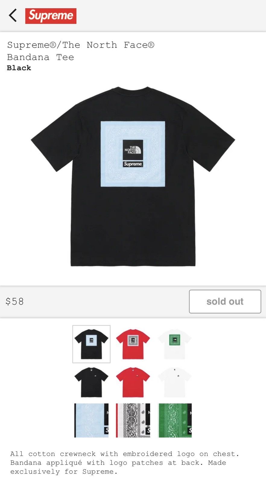 Supreme Supreme The North Face SS22 Bandana Tee Black | Grailed