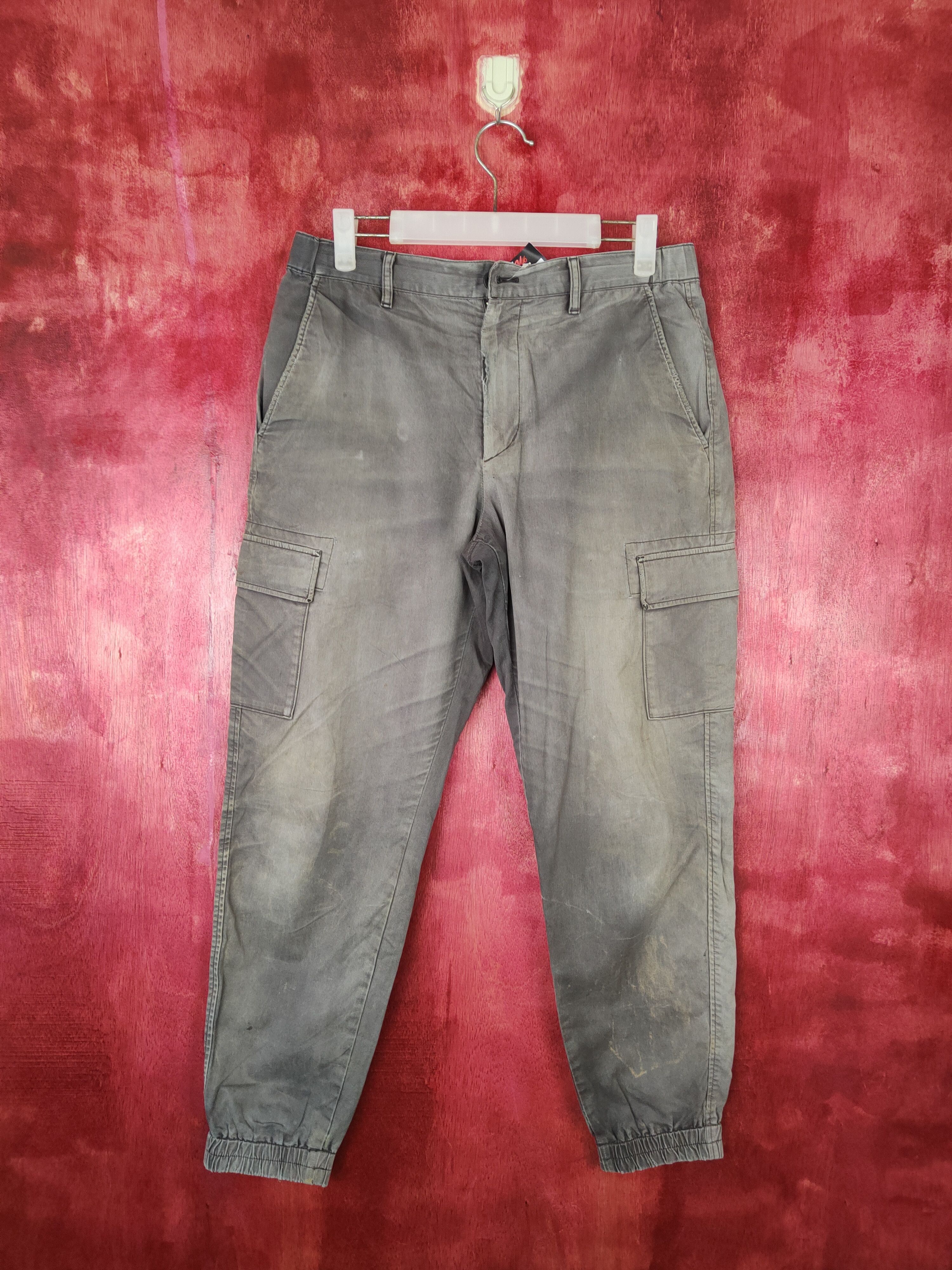 Uniqlo faded Gray jogger Multi Pocket Cargo Pants #4916