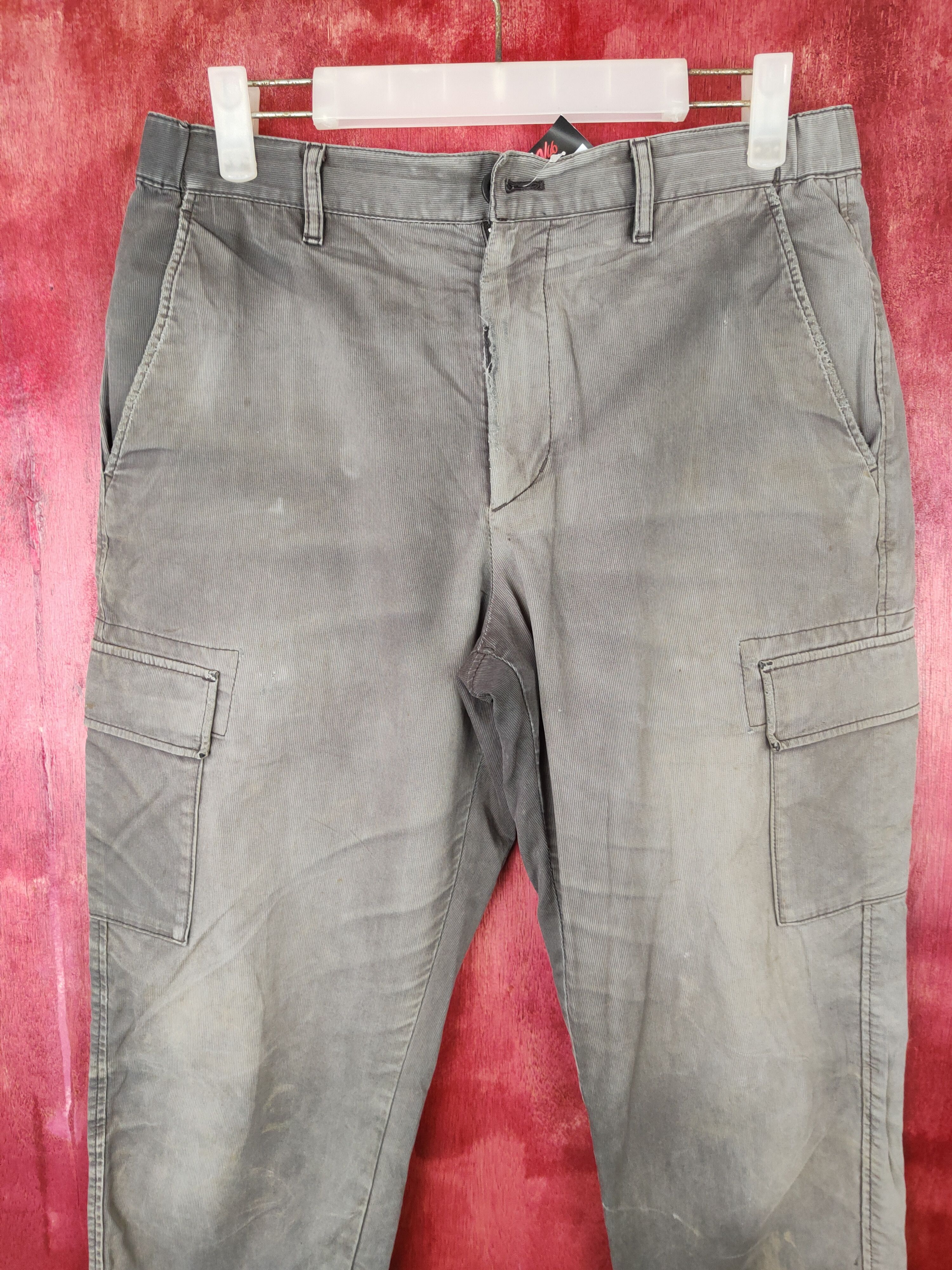 Japanese Brand Uniqlo faded Gray jogger Multi Pocket Cargo Pants #4916 Size US 30 / EU 46 - 2 Thumbnail