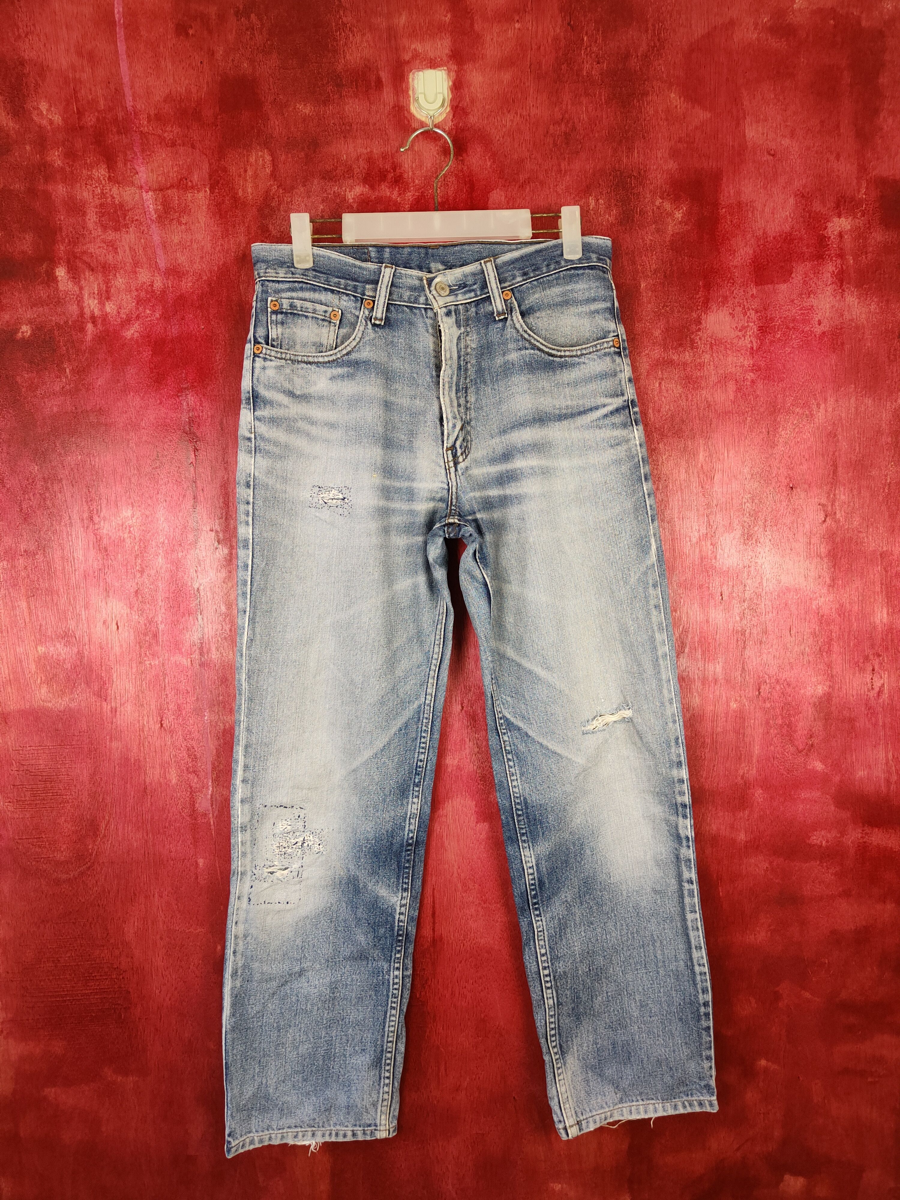 image of Distressed Denim x Levis Levi Strauss & Co Faded Distressed Blue Denim Jeans 4897, Men's (Size 30)