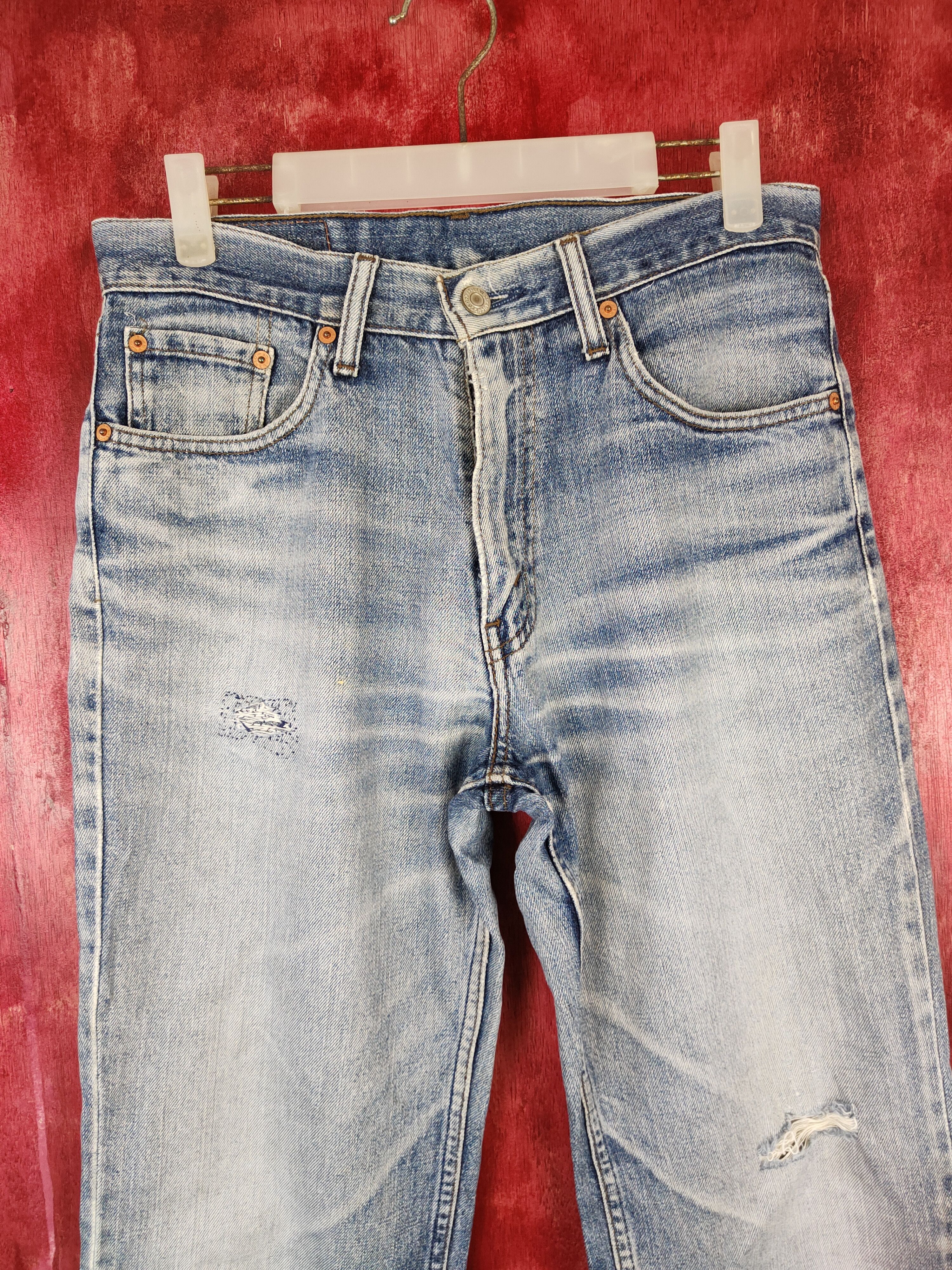 Levi's Levi Strauss & Co faded distressed Blue denim Jeans #4897 Size US 30 / EU 46 - 2 Thumbnail