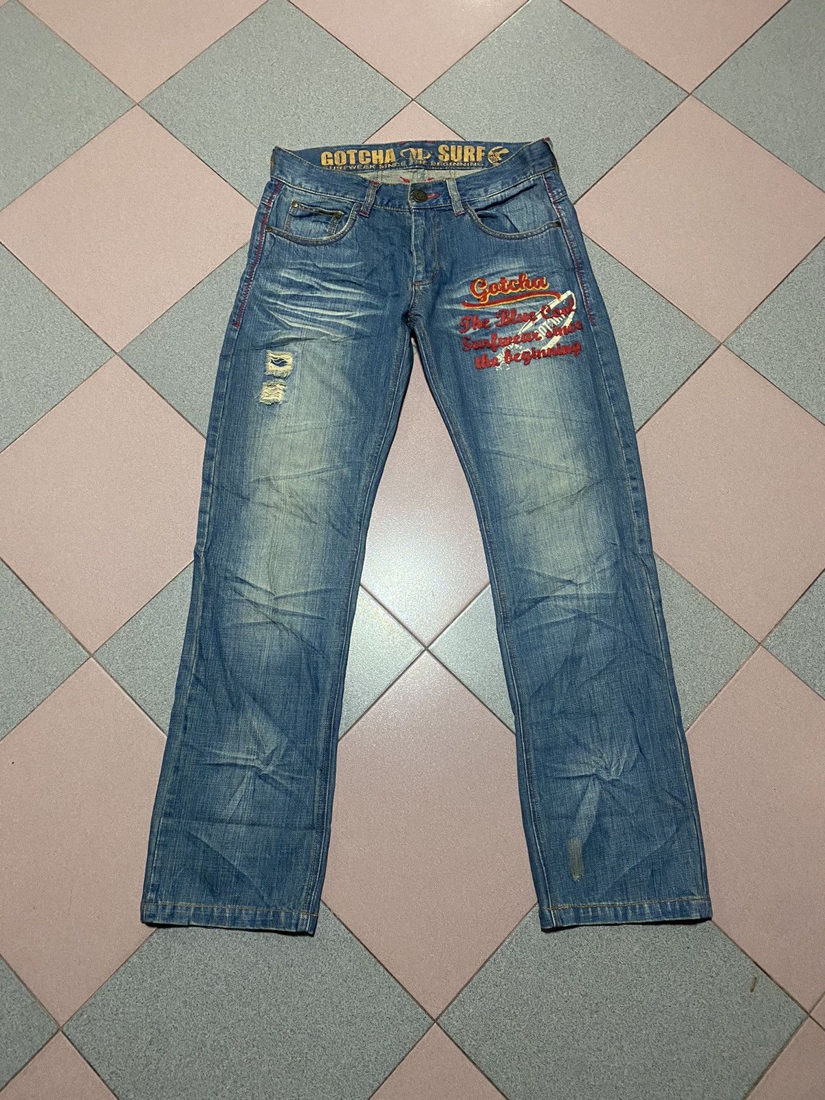 Gotcha Baggy Jeans Japanese Gotcha Embroidered @291 Size US 33 - 1 Thumbnail