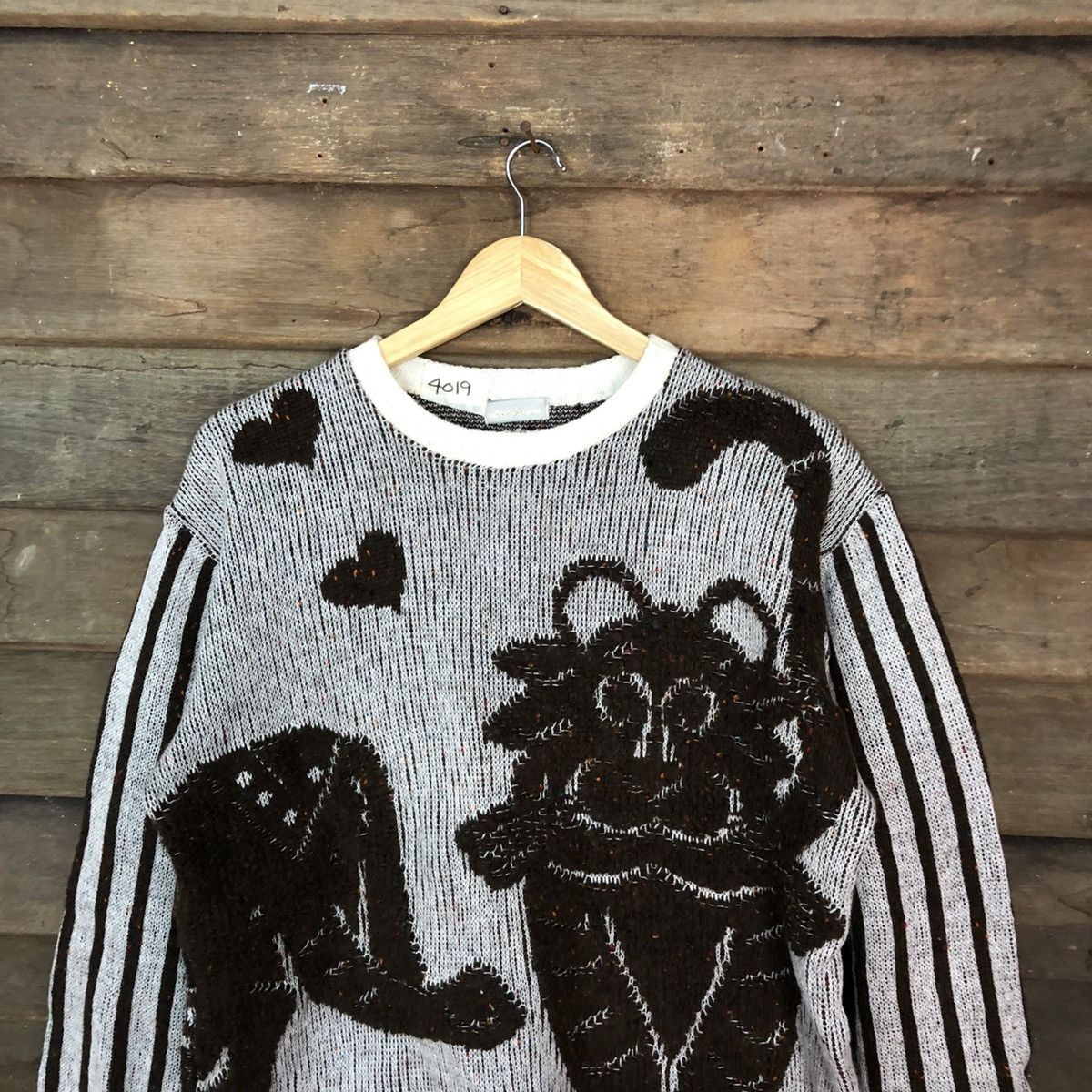 Homespun Knitwear Rauf Panshe japan cat art knitwear Brown #4019 Size L / US 10 / IT 46 - 2 Thumbnail