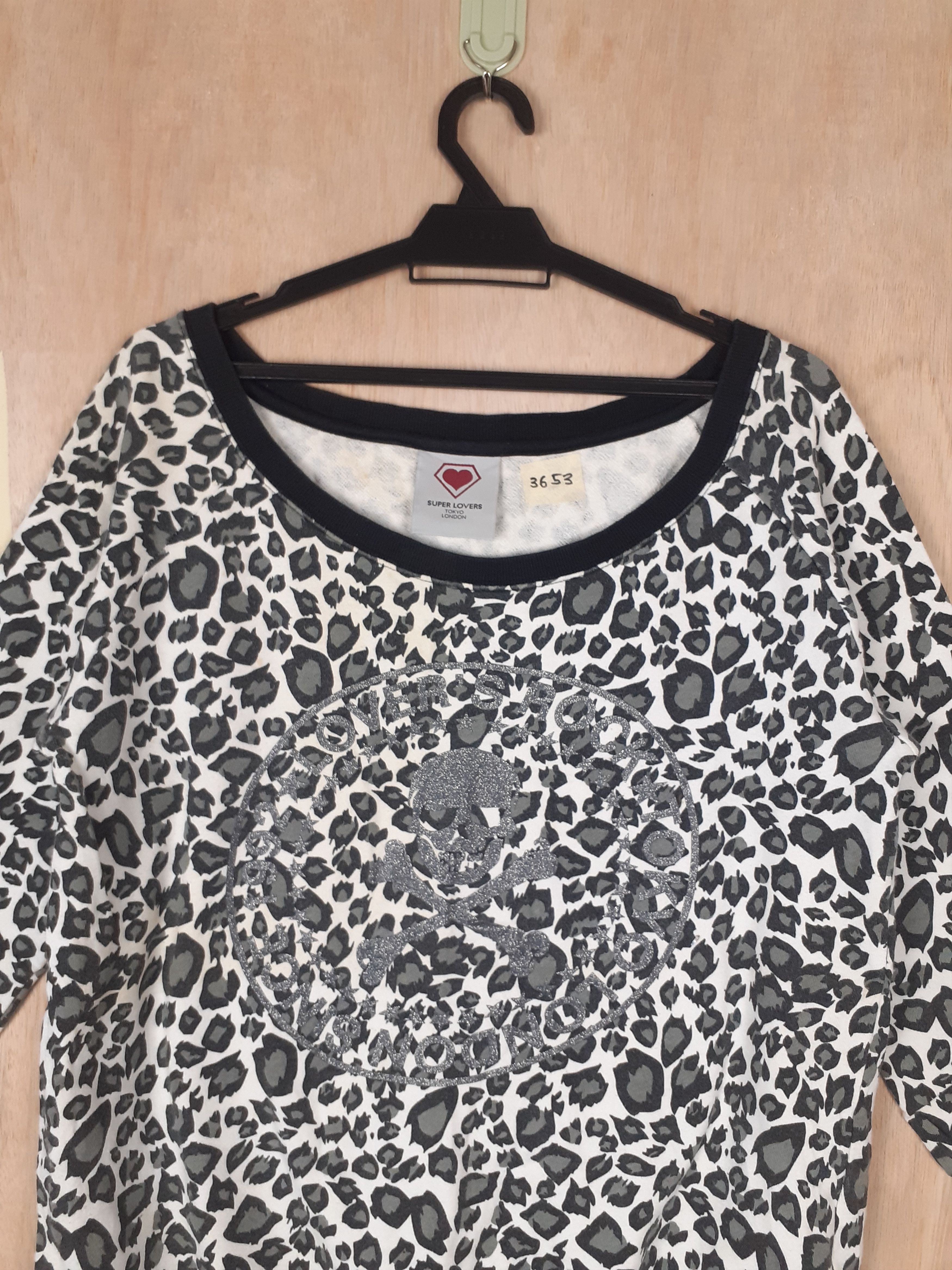 Japanese Brand Super Lovers leopard cheetah art gray shirt #3653 Size M / US 6-8 / IT 42-44 - 2 Thumbnail