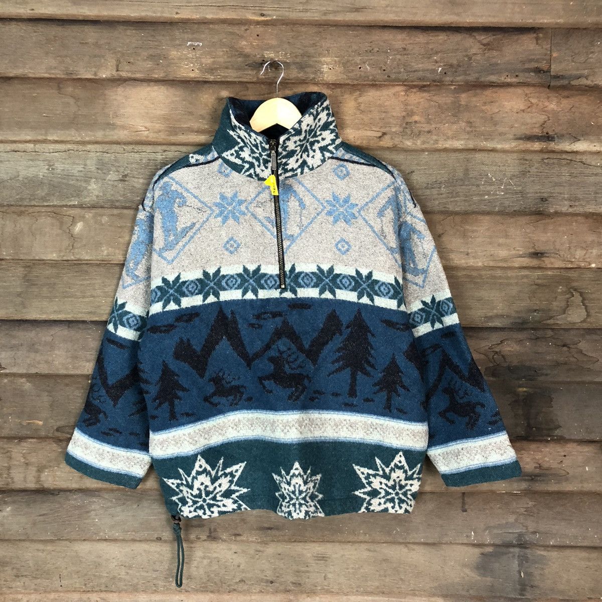 DL L.L Bean Green art winter sweater vintage #3595